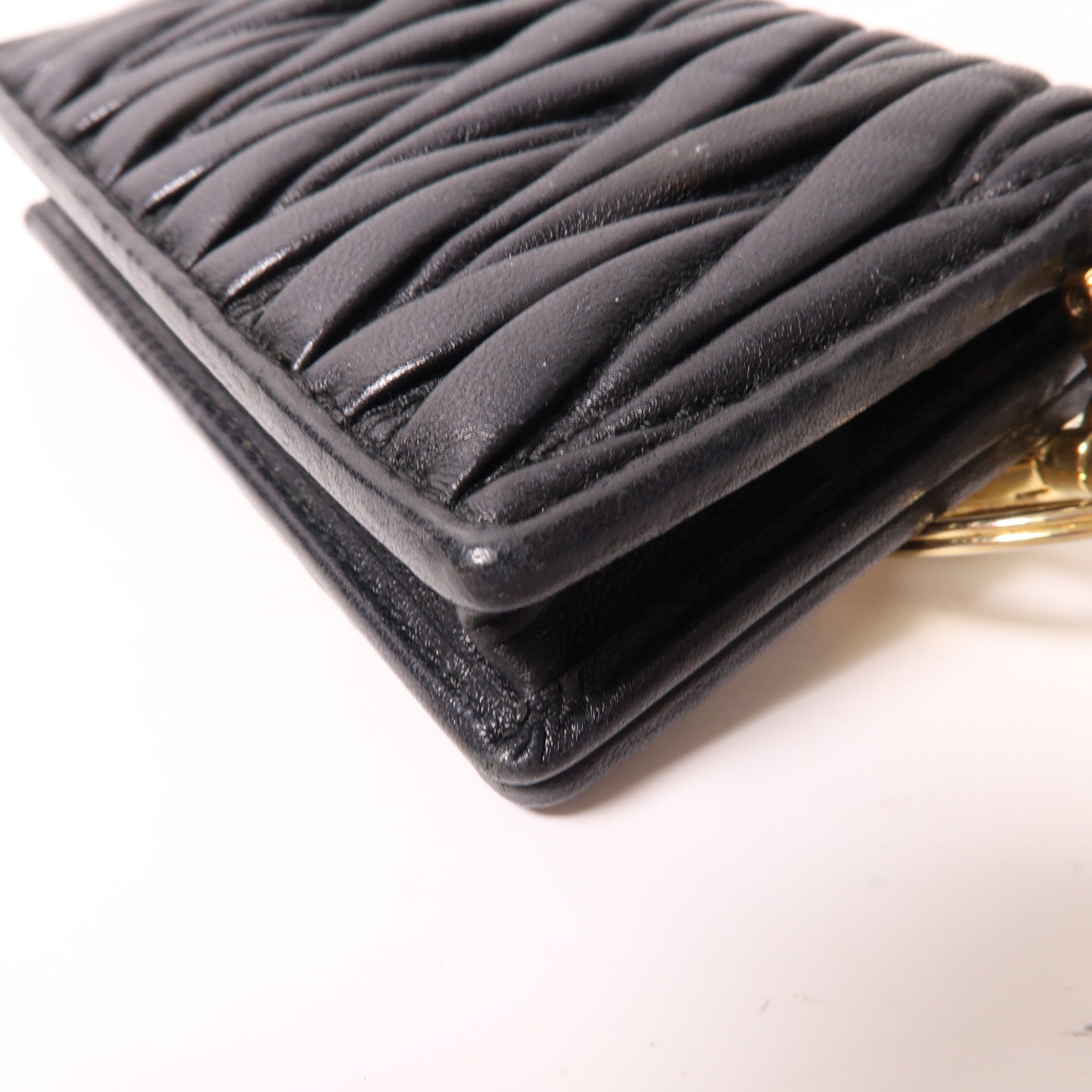 Miu Miu 羊皮皮革Card Case金扣卡片套黑色