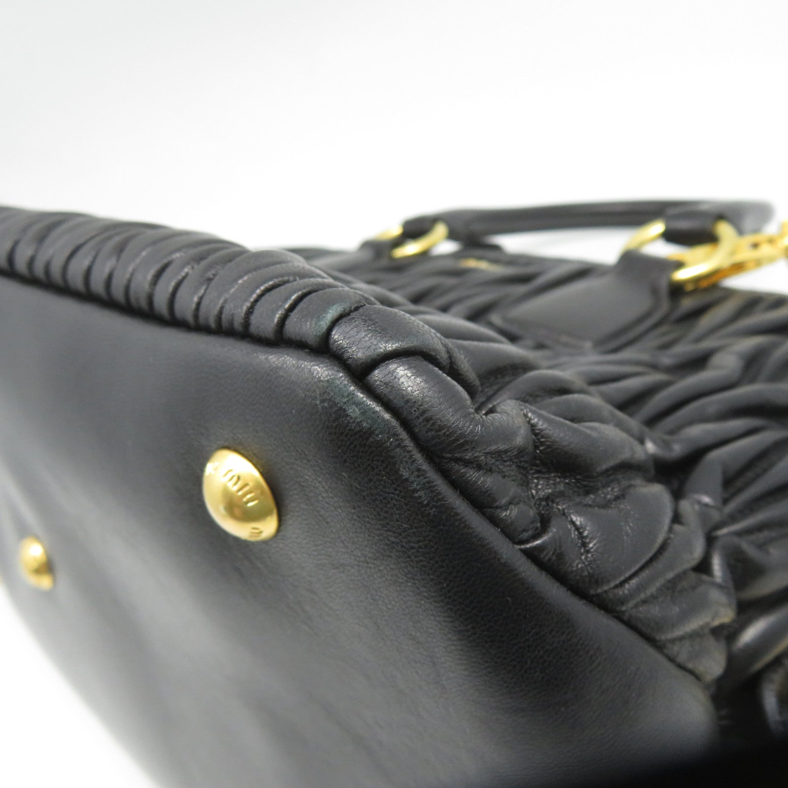 Miu Miu 牛皮皮革2 Way Shoulder金扣手挽肩背兩用袋黑色