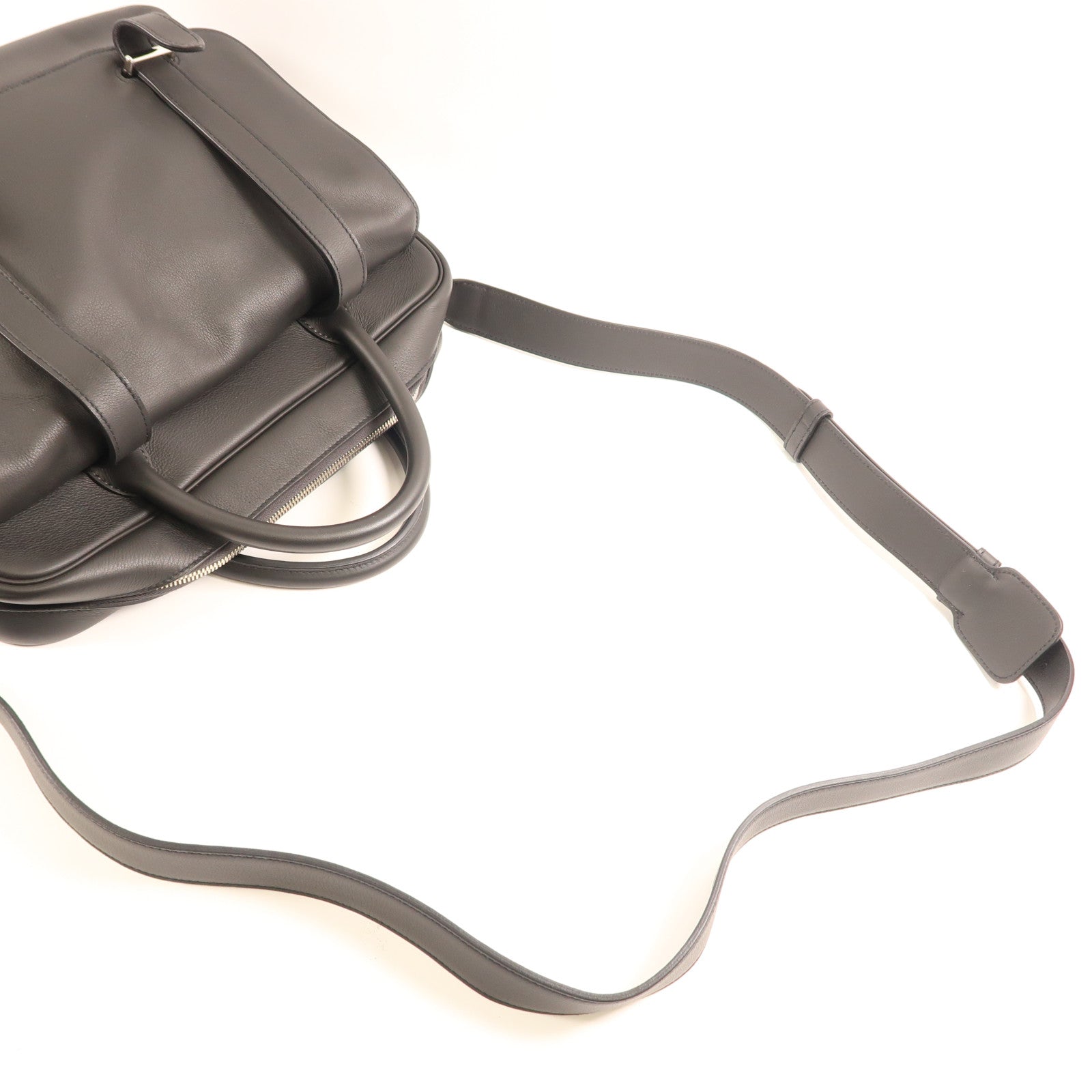 HERMES Evercolor皮革Steve Travel銀扣手挽肩背兩用袋Noir