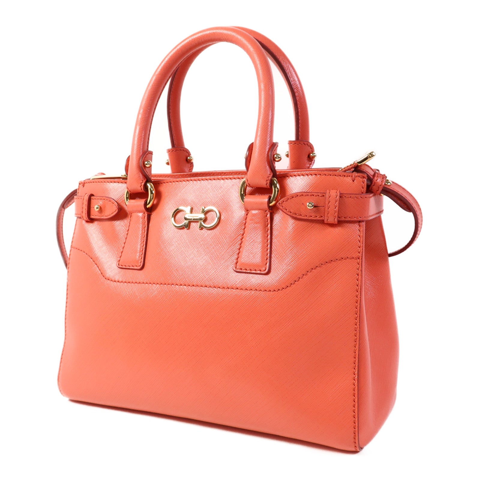 Salvatore Ferragamo 牛皮皮革2 Way Shoulder Bag金扣手挽肩背兩用袋