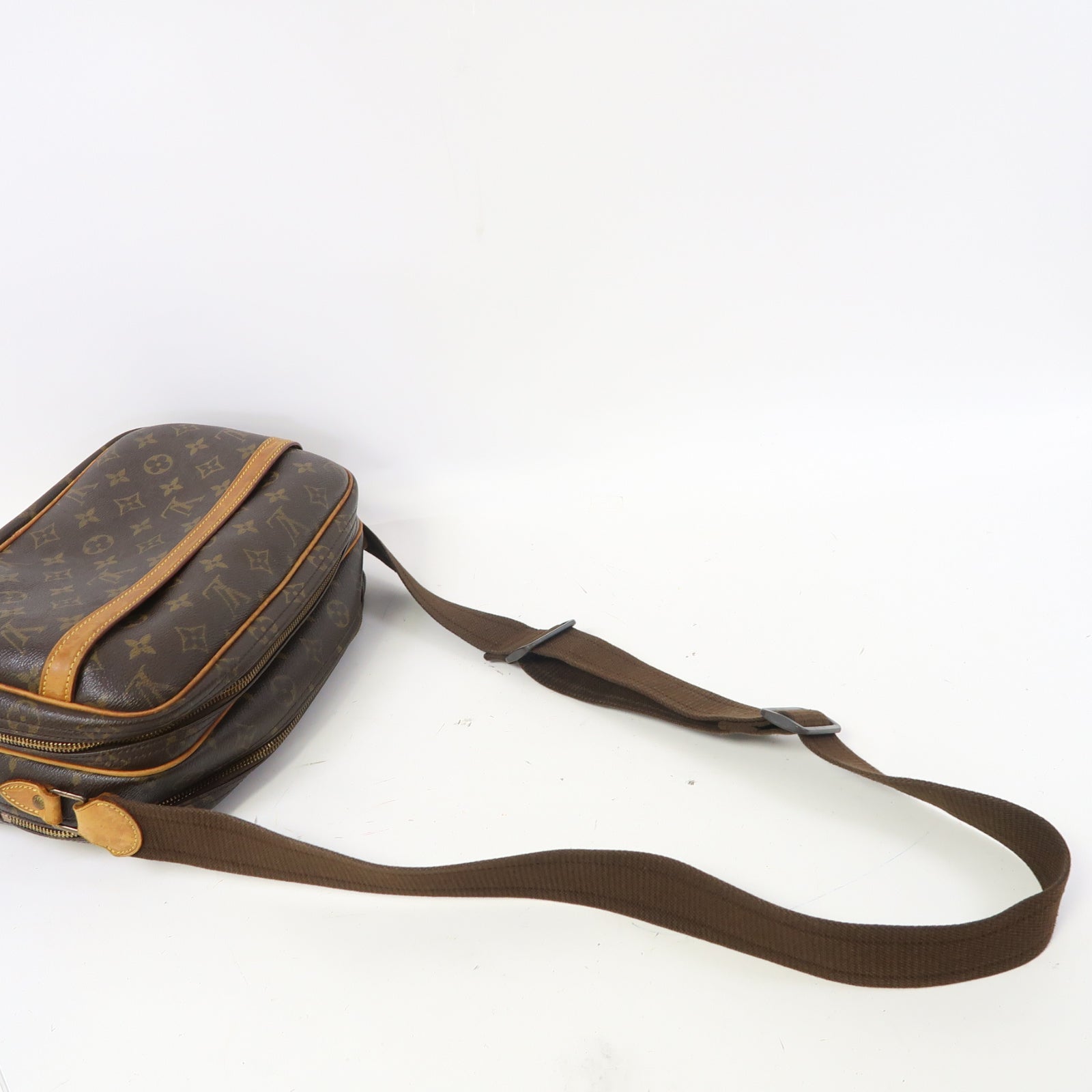 LOUIS VUITTON Monogram Reporter PM金扣肩背袋啡色