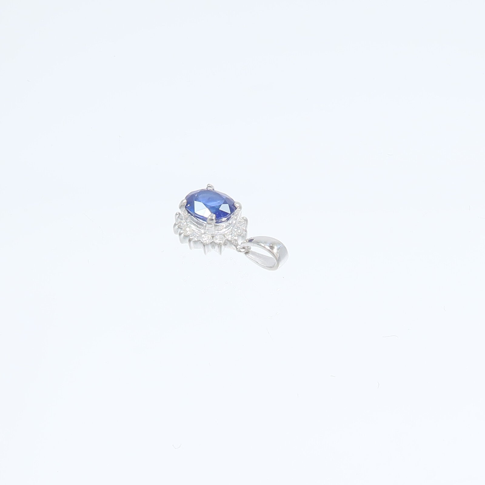 JEWELRY 鉑金Sapphire Diamond Pendant藍寶石/鑽石吊墜