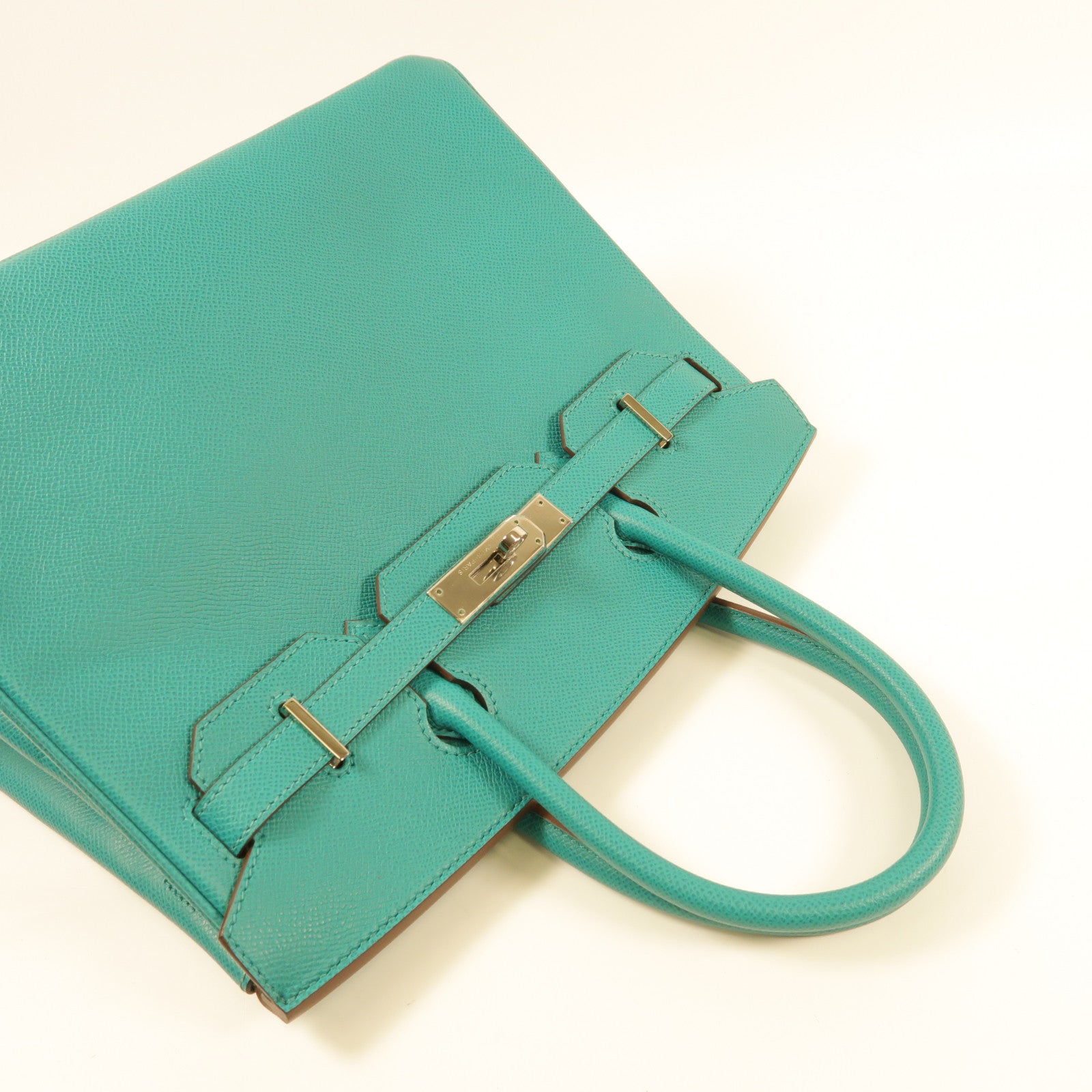 HERMES Epsom皮革Birkin 30銀扣手挽袋7F Bleu Paon