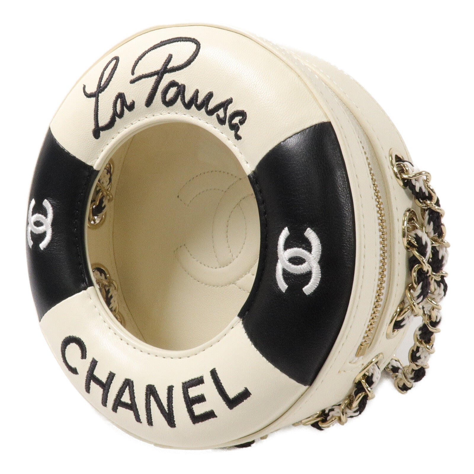 CHANEL 羊皮皮革La Pausa Lifesaver Chain Shoulder鏈帶肩背袋