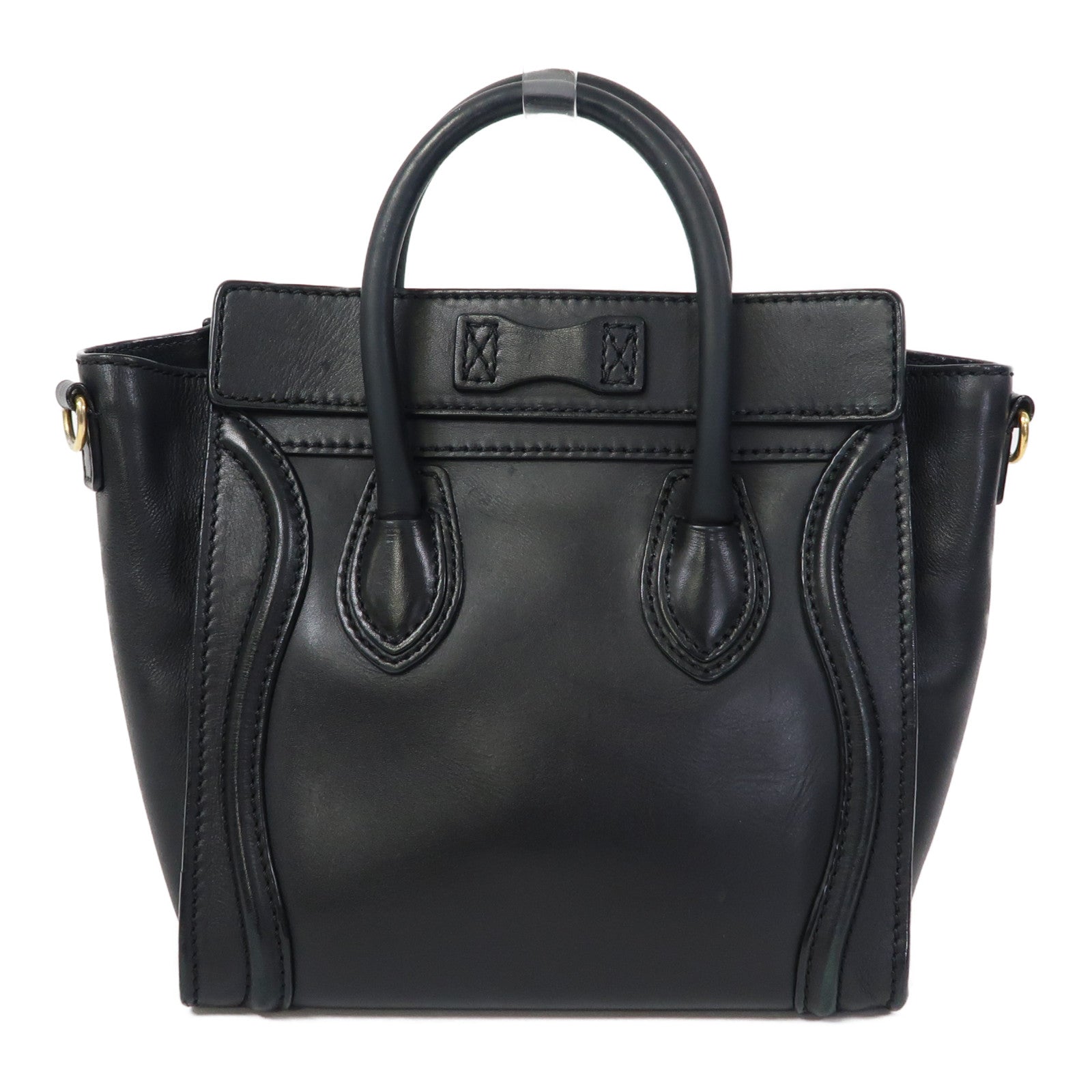 CELINE 牛皮皮革Luggage金扣手挽肩背兩用袋黑色