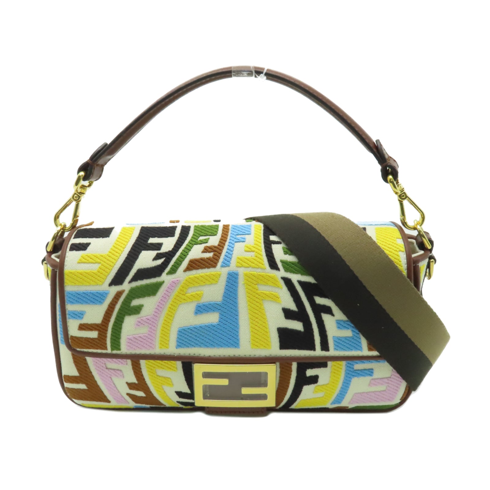 FENDI 【清倉大減價】帆布Baguette金扣手挽肩背兩用袋彩色