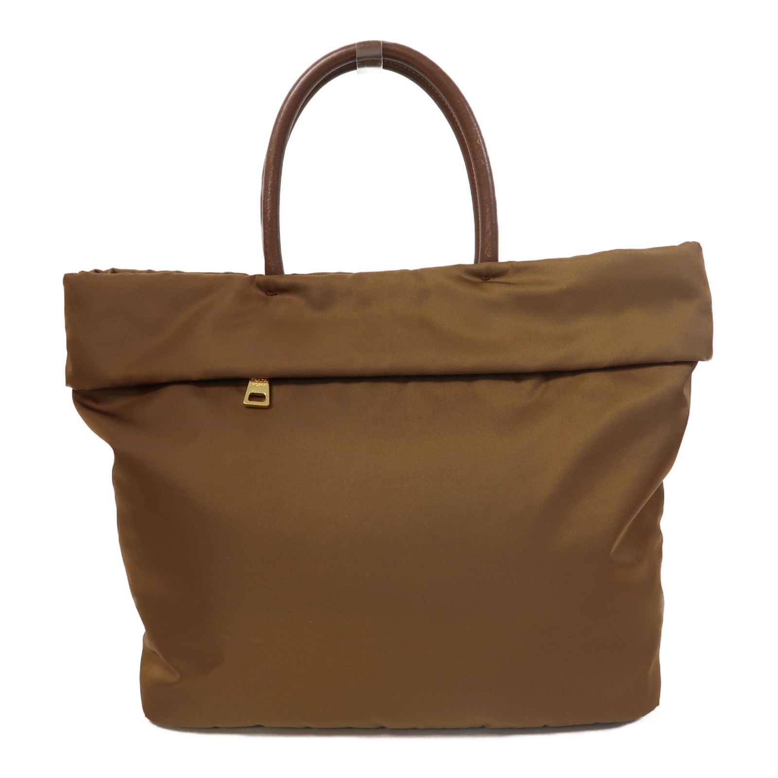 PRADA 尼龍2 way Shoulder金扣手挽肩背兩用袋啡色