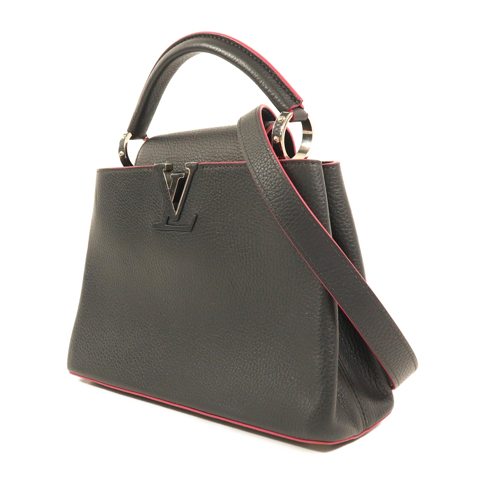 LOUIS VUITTON Taurillon Capucines BB銀扣手挽肩背兩用袋
