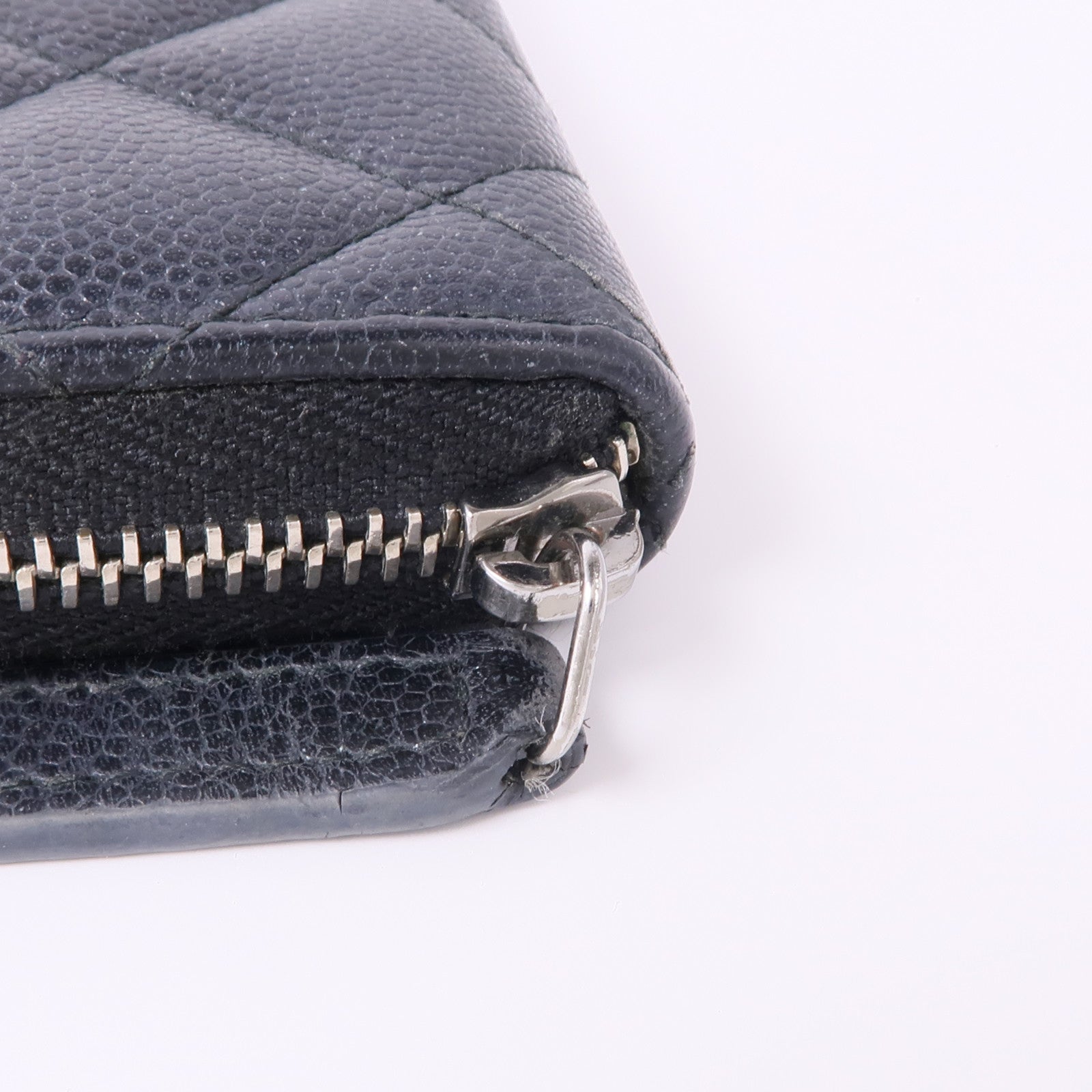 CHANEL 牛皮皮革Zipper Wallet銀扣錢包