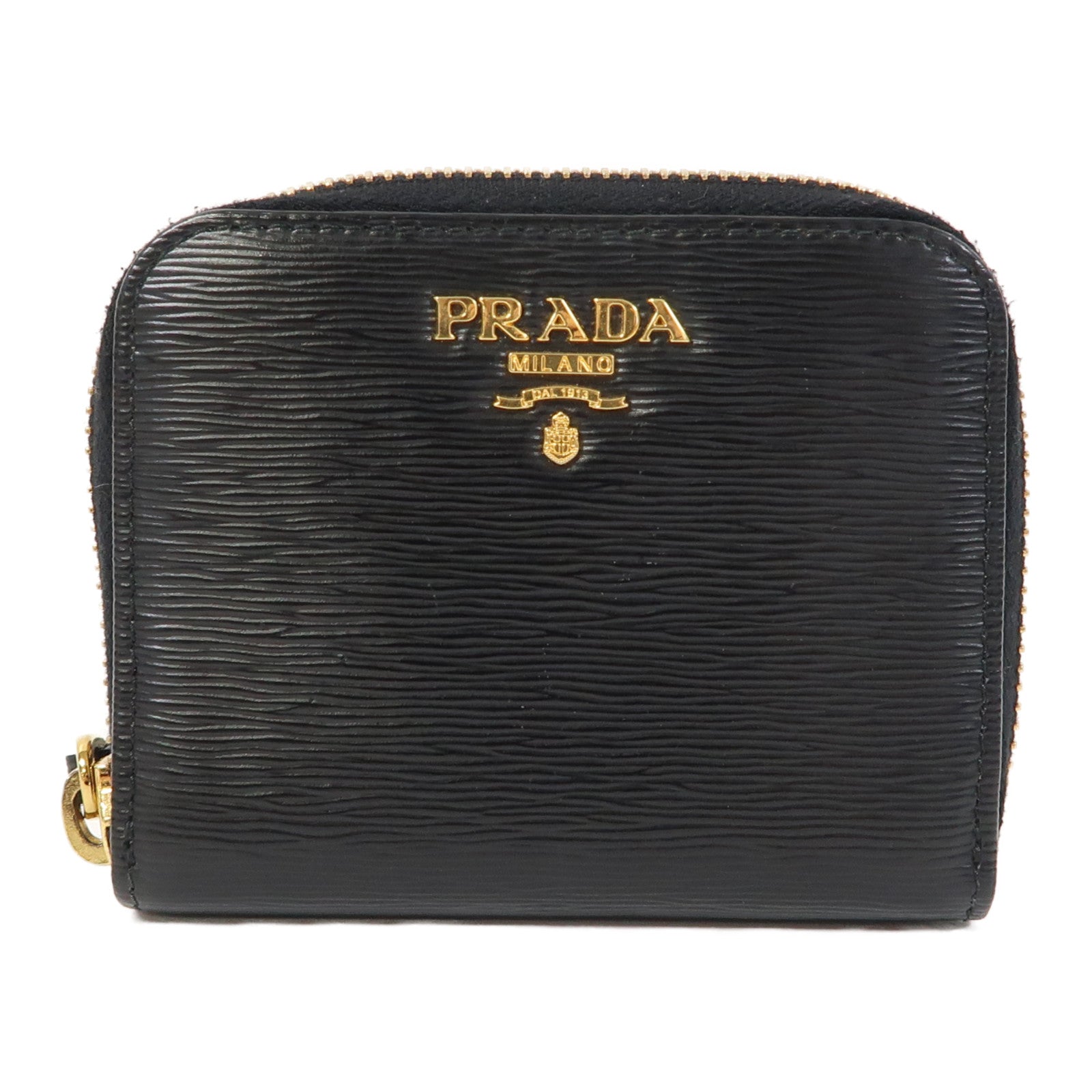 PRADA 【激減優惠】牛皮皮革Card Coin Case金扣卡片套/零錢包黑色