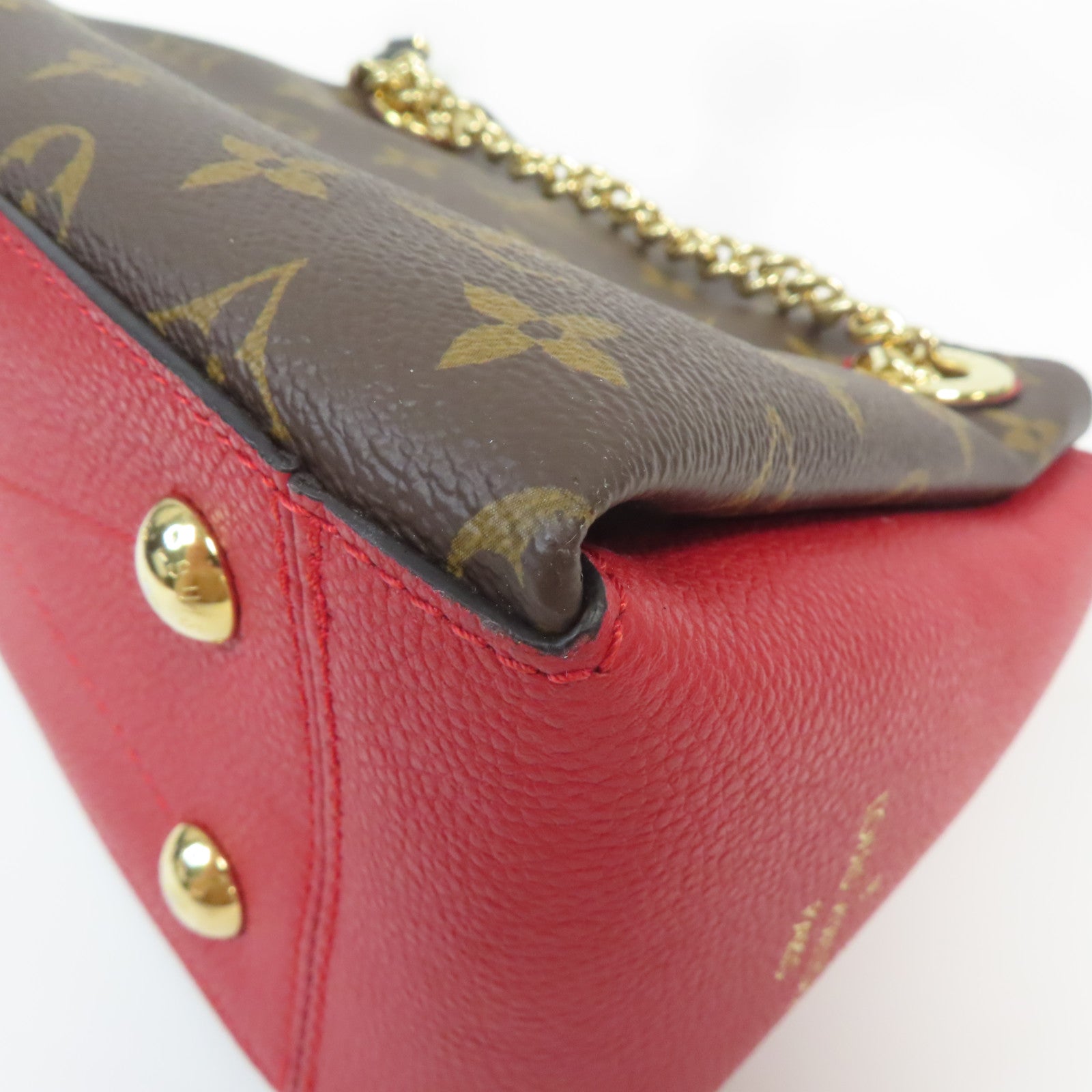LOUIS VUITTON Monogram Surene BB金扣鏈帶肩背袋啡色/紅色