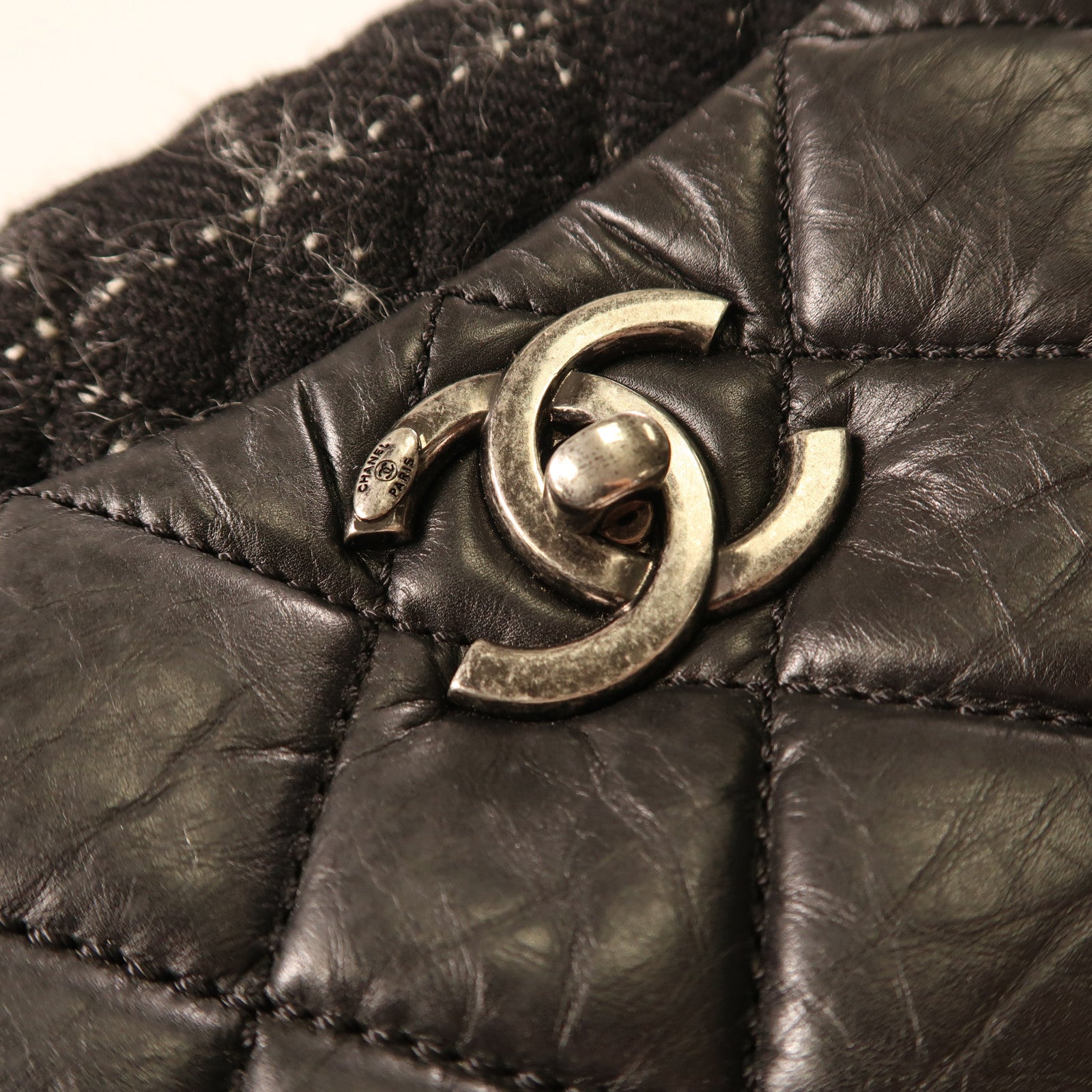CHANEL 牛皮皮革Shoulder Bag銀扣鏈帶手挽肩背兩用袋黑色