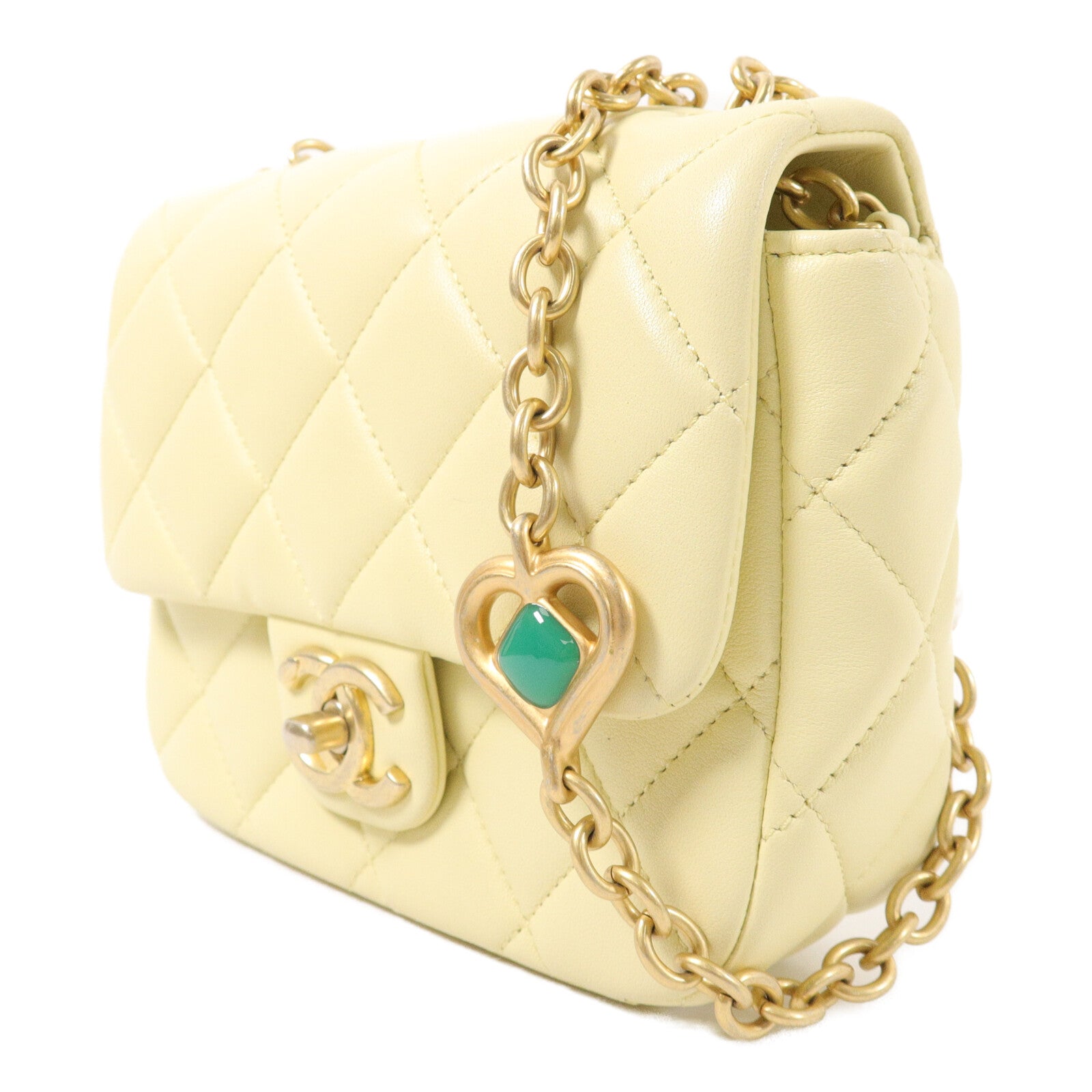 CHANEL 羊皮皮革CC Heart Charm Mini Chain Bag鏈帶肩背袋