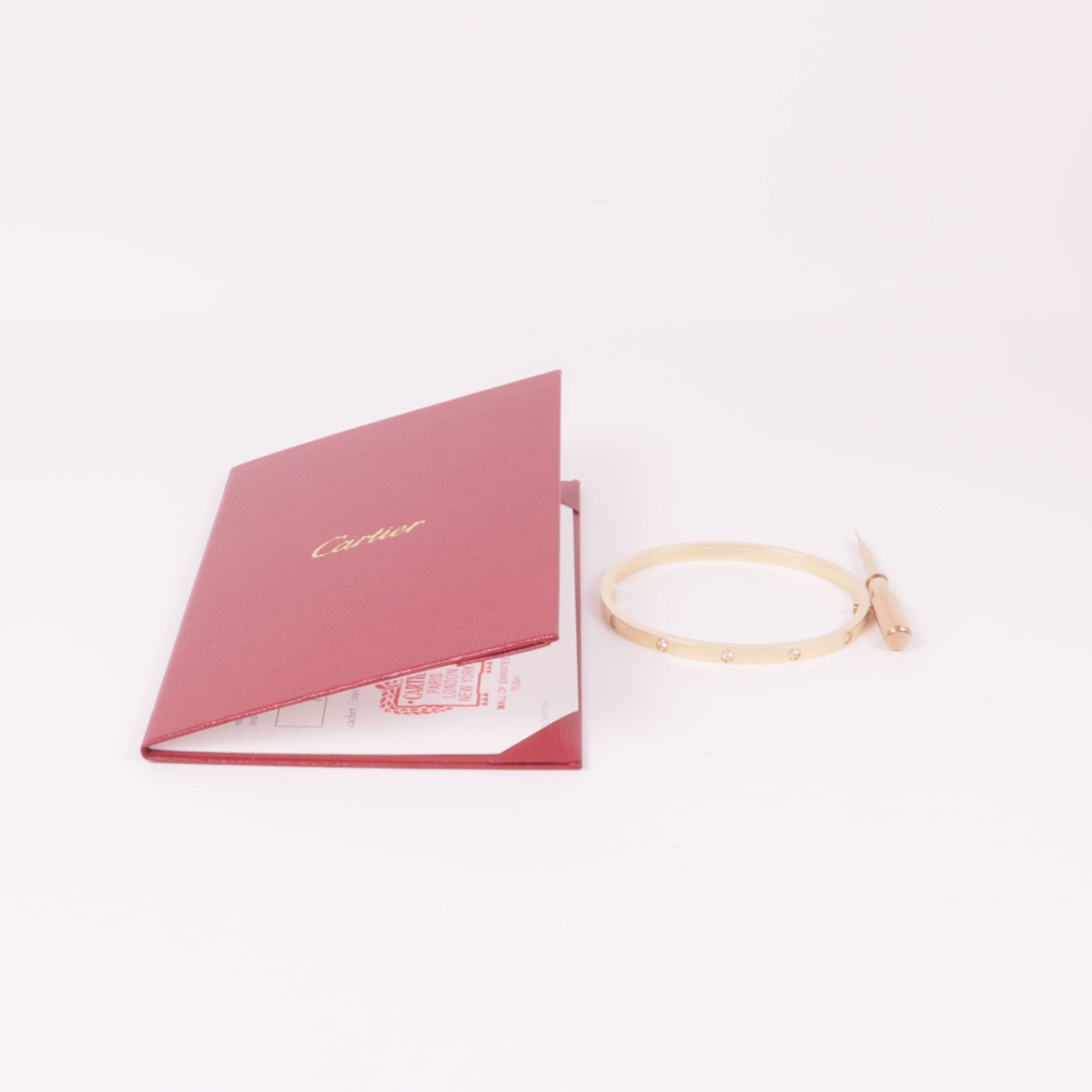 CARTIER 18K玫瑰金Love Bracelet 10 Diamonds鑽石手鐲Cartier#16