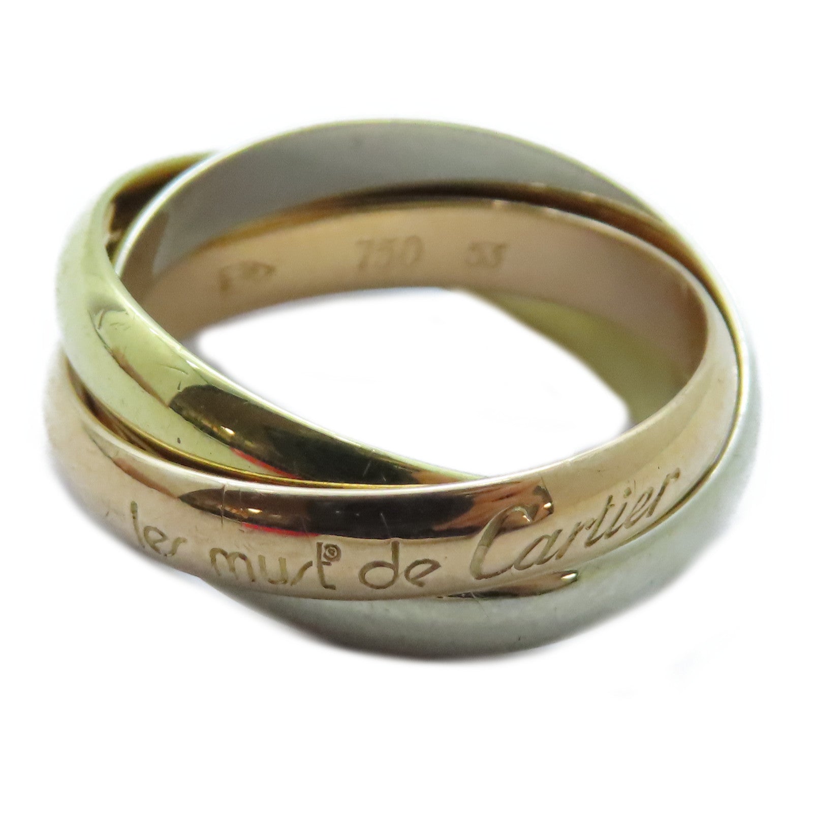 CARTIER 18K黃金/白金/玫瑰金Trinity Ring戒指Cartier#53/US#6.75