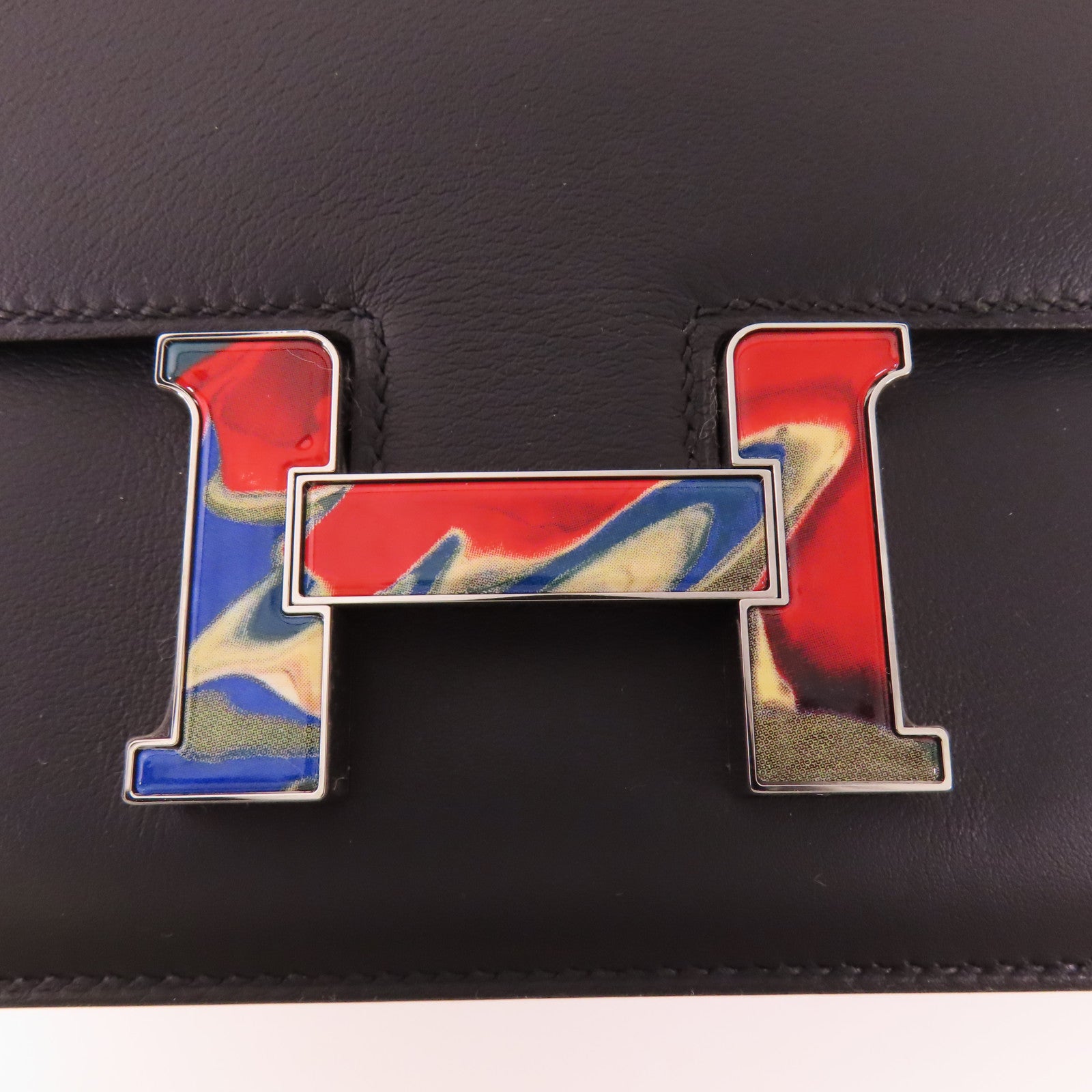 HERMES【激減優惠】 Swift皮革Constance Mini銀扣肩背袋89 Noir