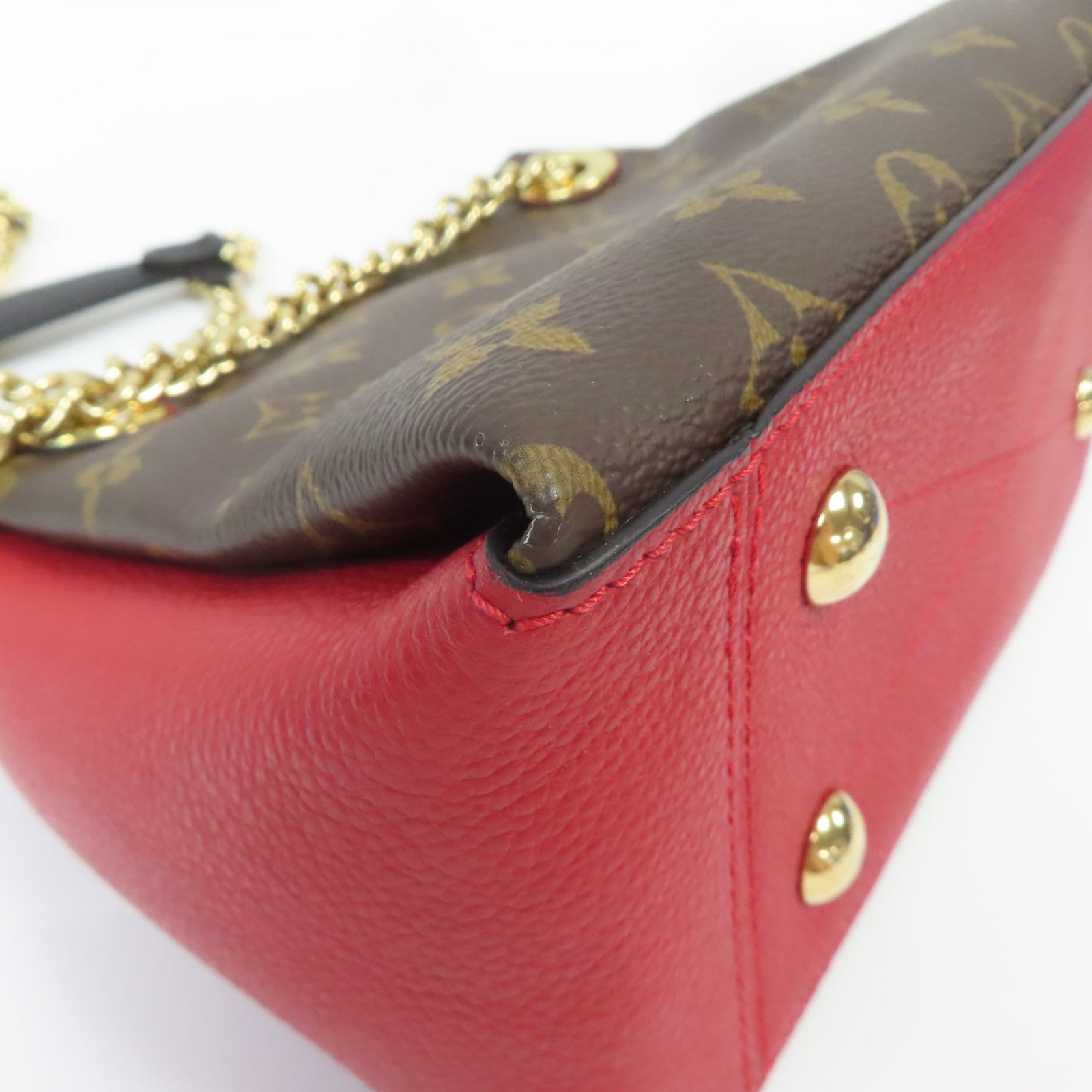 LOUIS VUITTON Monogram Surene BB金扣鏈帶肩背袋啡色/紅色