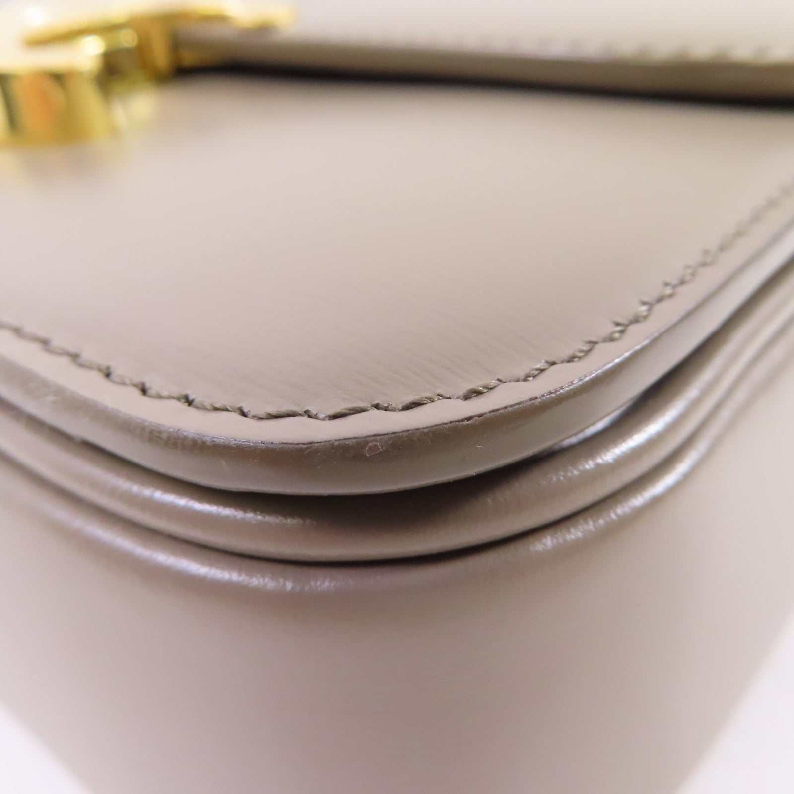 CELINE 牛皮皮革Teen Triomphe Shoulder Bag金扣肩背袋灰色