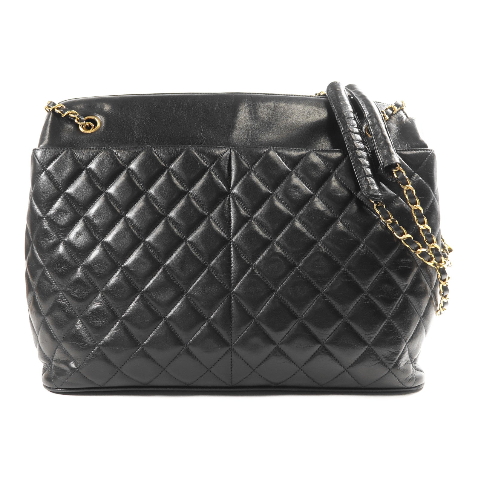 CHANEL 羊皮皮革Vintage Chain Shoulder金扣鏈帶肩背袋