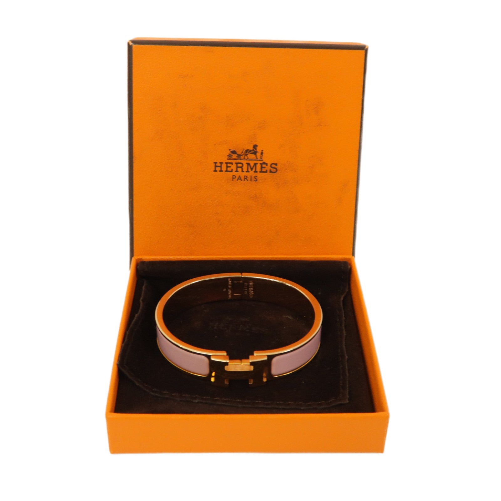 HERMES 金屬Clic H手鐲粉紅色
