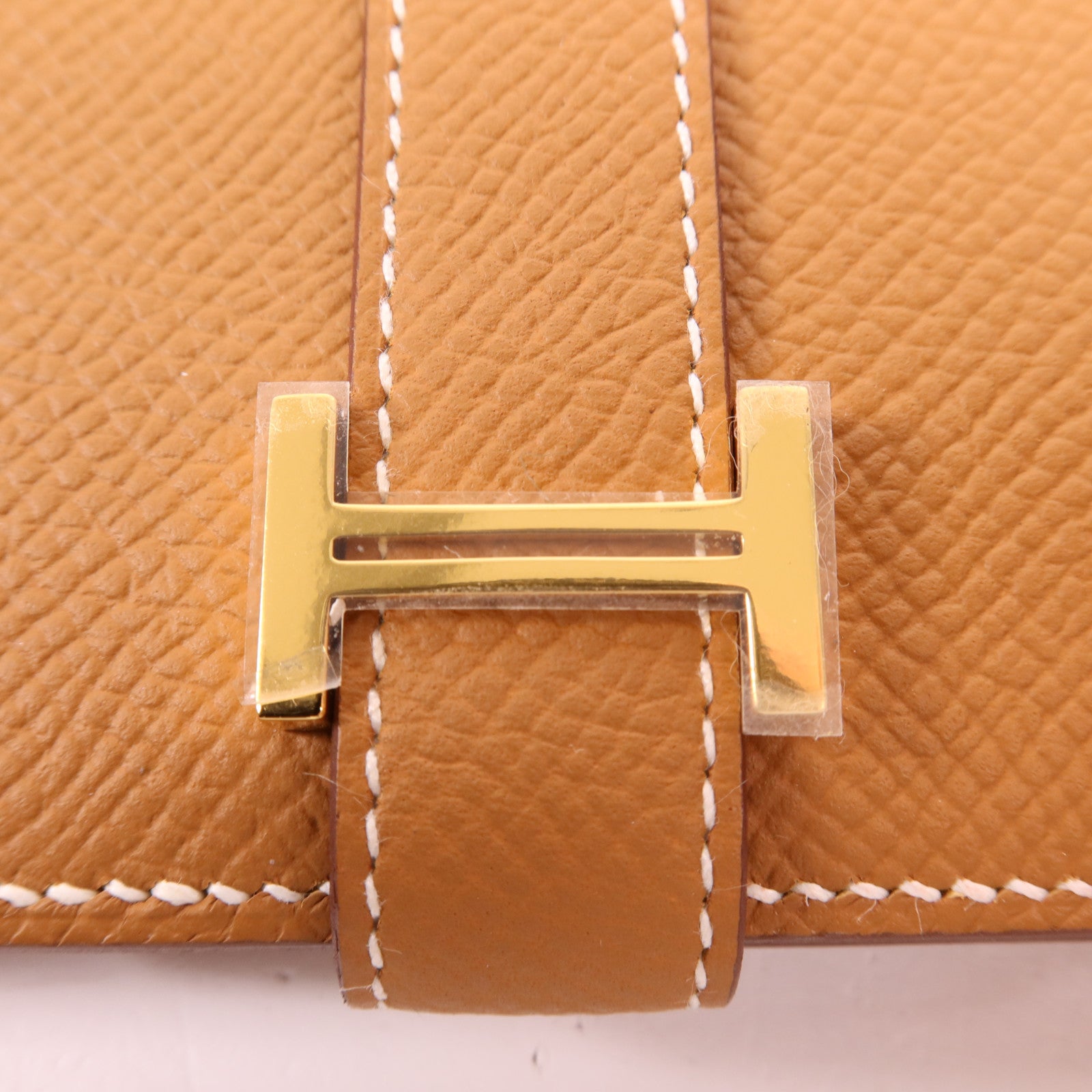 HERMES Epsom皮革P-Feuille Bearn Compact金扣錢包