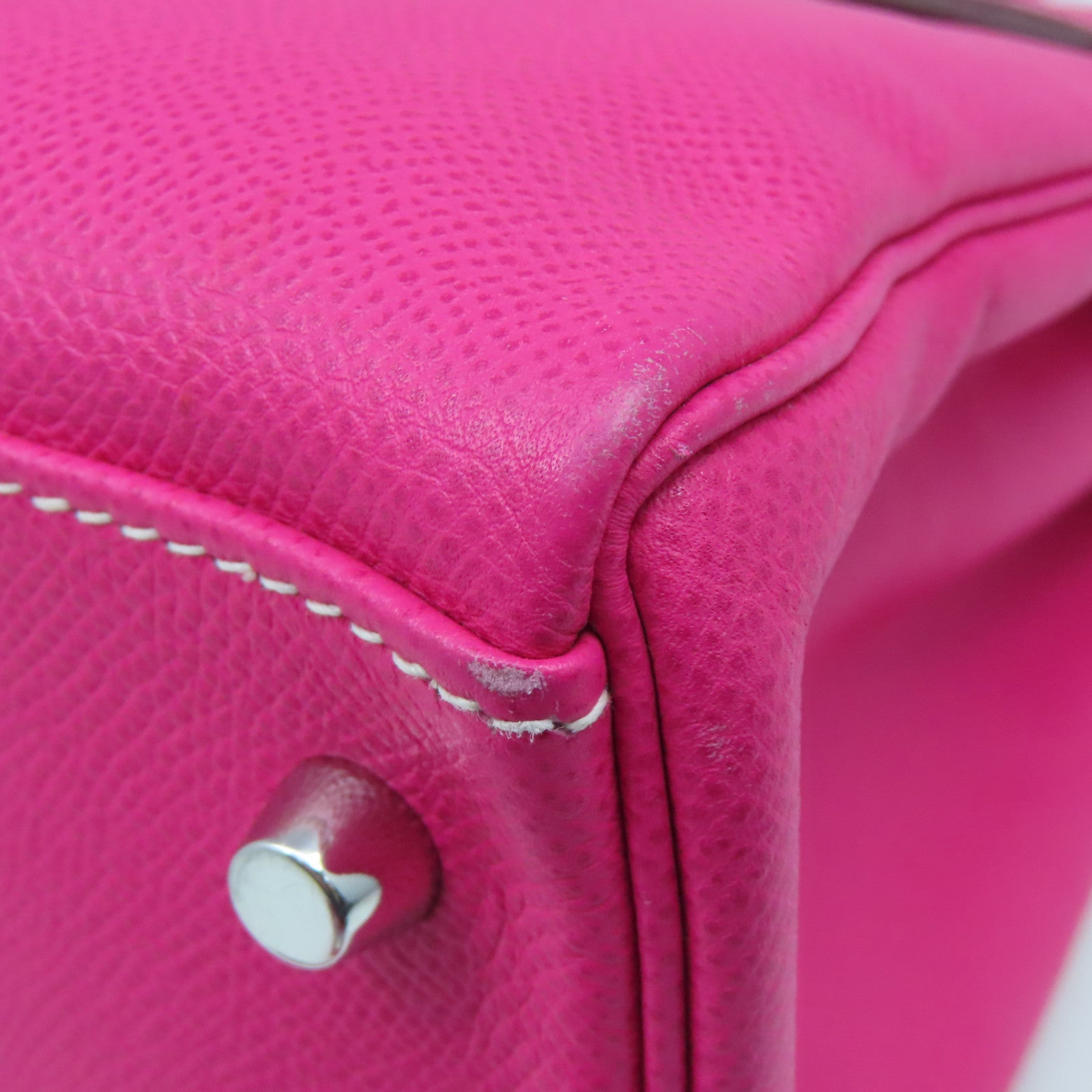 HERMES Epsom Leather Kelly 32 Silver Buckle Hand Shoulder Backpack Fluorescent Pink/Pink Purple