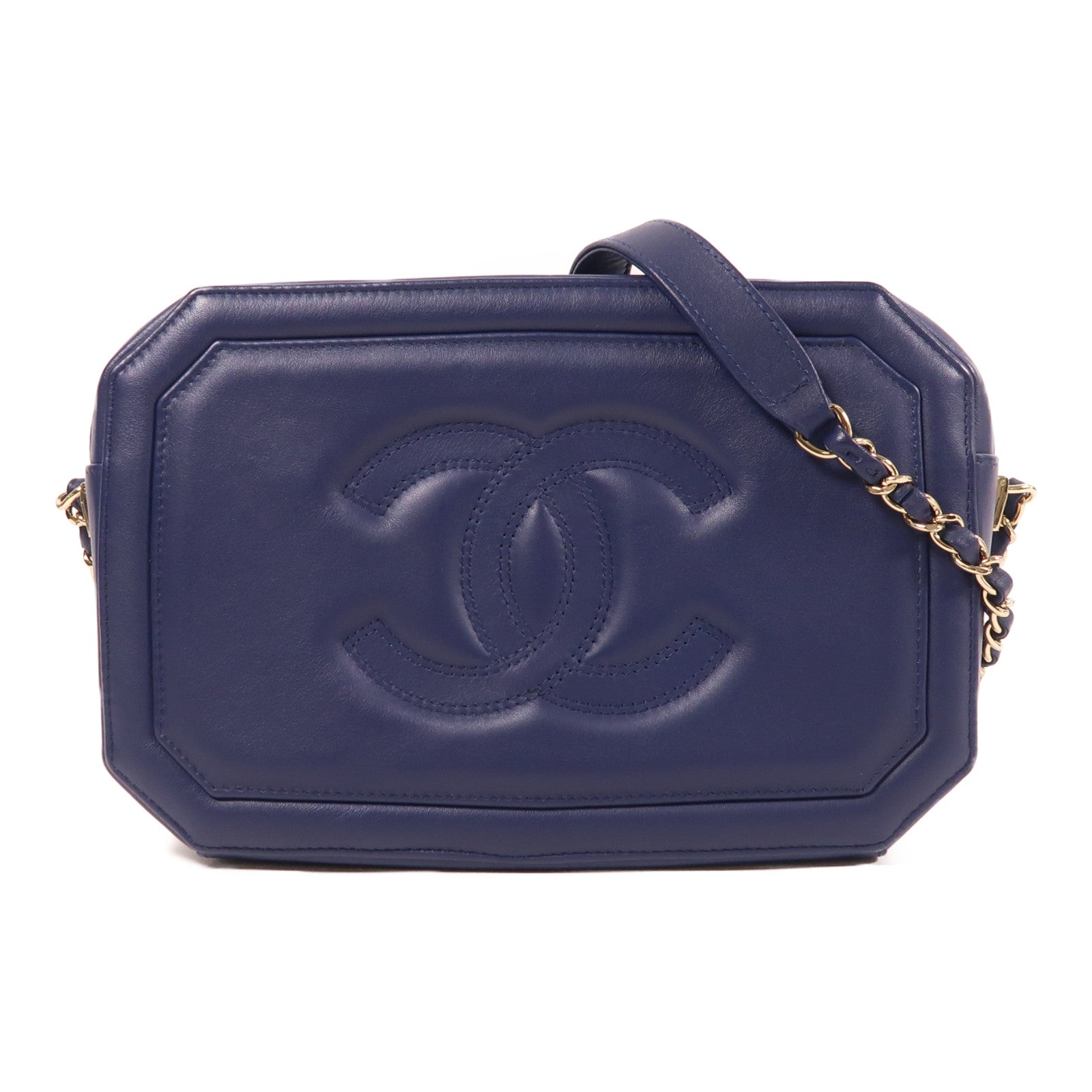 CHANEL 【激減優惠】牛皮皮革Shoulder Bag金扣鏈帶肩背袋藍色
