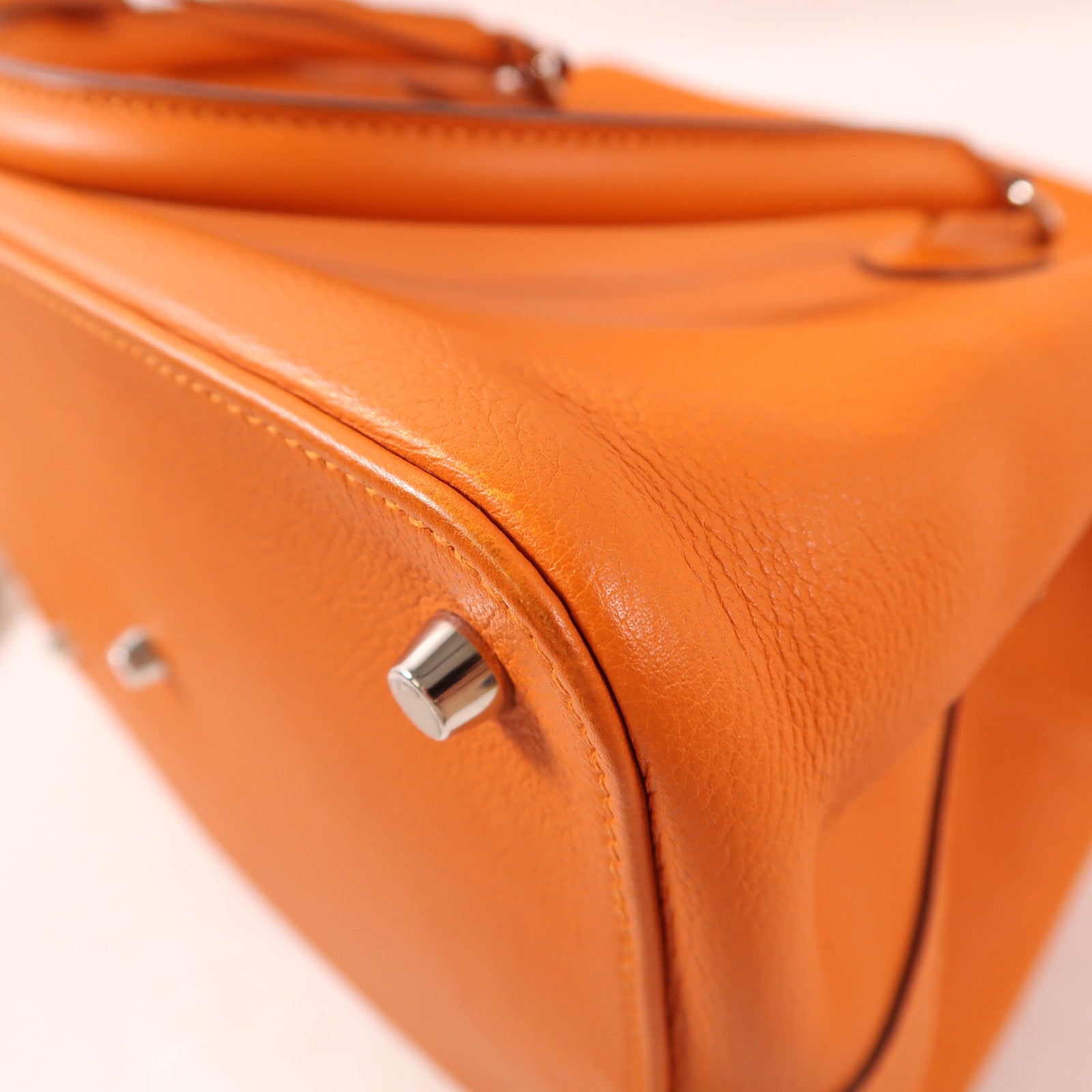 HERMES Evercolor皮革Toolbox 26銀扣手挽肩背兩用袋Orange橙色