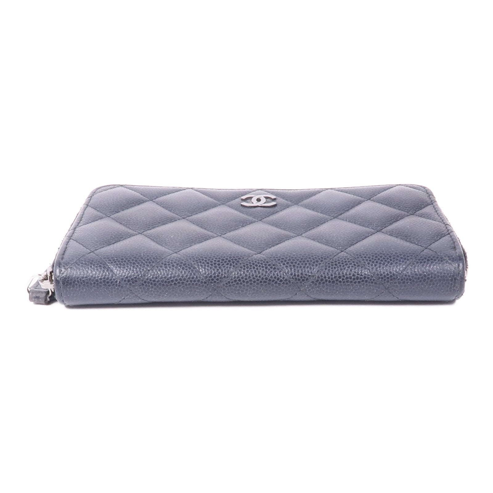 CHANEL 牛皮皮革Zipper Wallet銀扣錢包