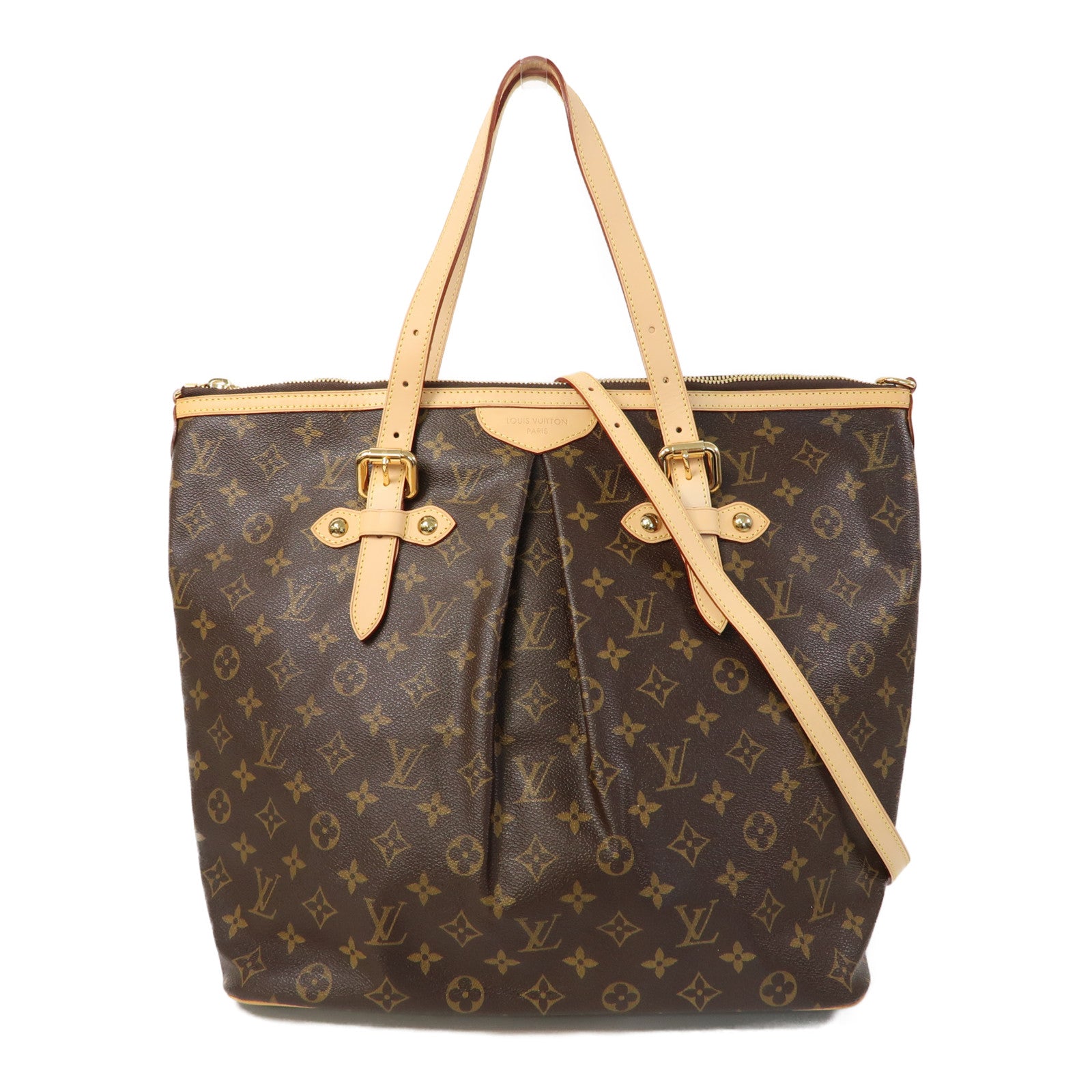 LOUIS VUITTON Monogram Palermo GM金扣手挽肩背兩用袋啡色