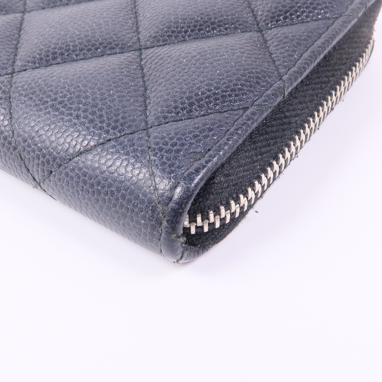 CHANEL 牛皮皮革Zipper Wallet銀扣錢包