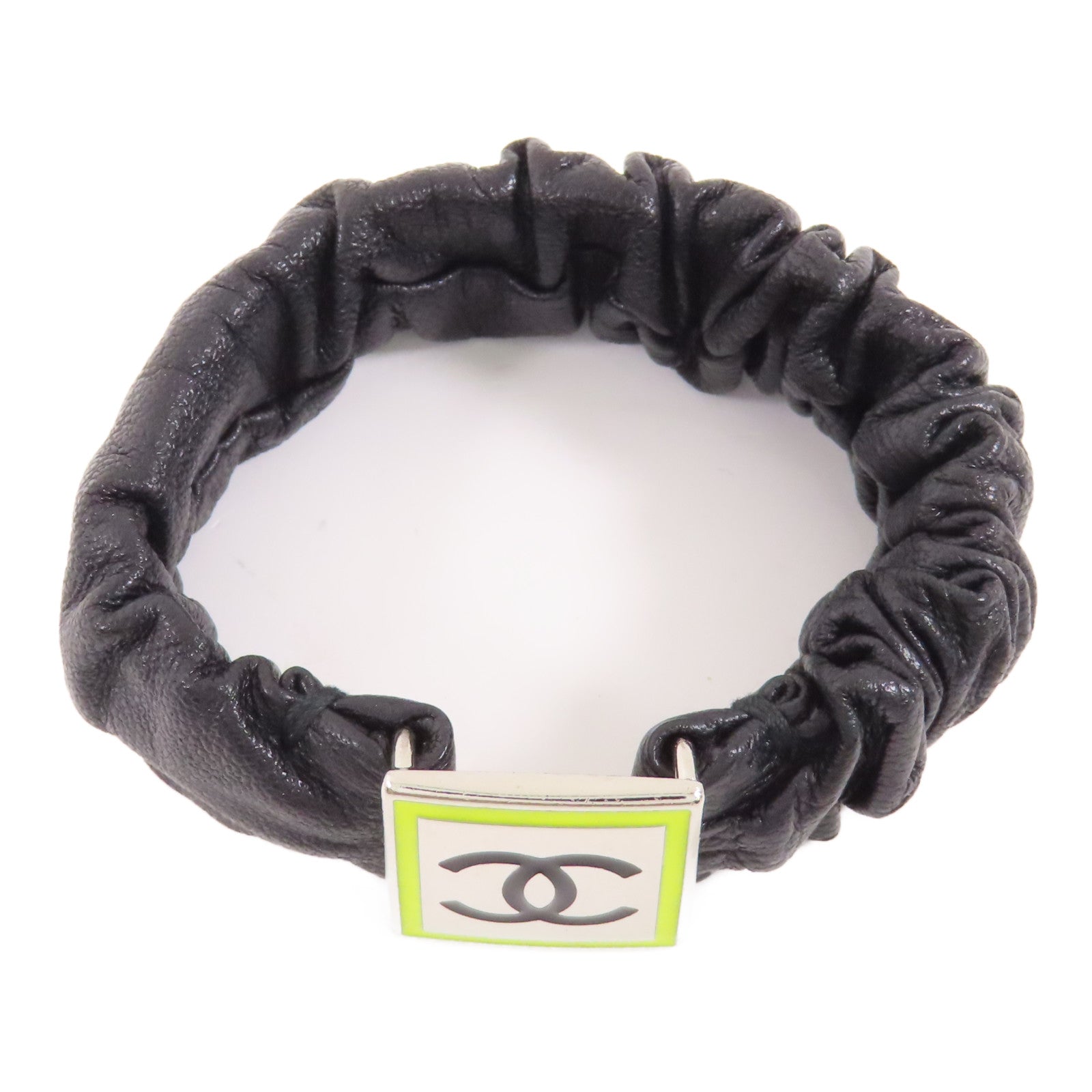 CHANEL 牛皮皮革/金屬Hair Band髮圈