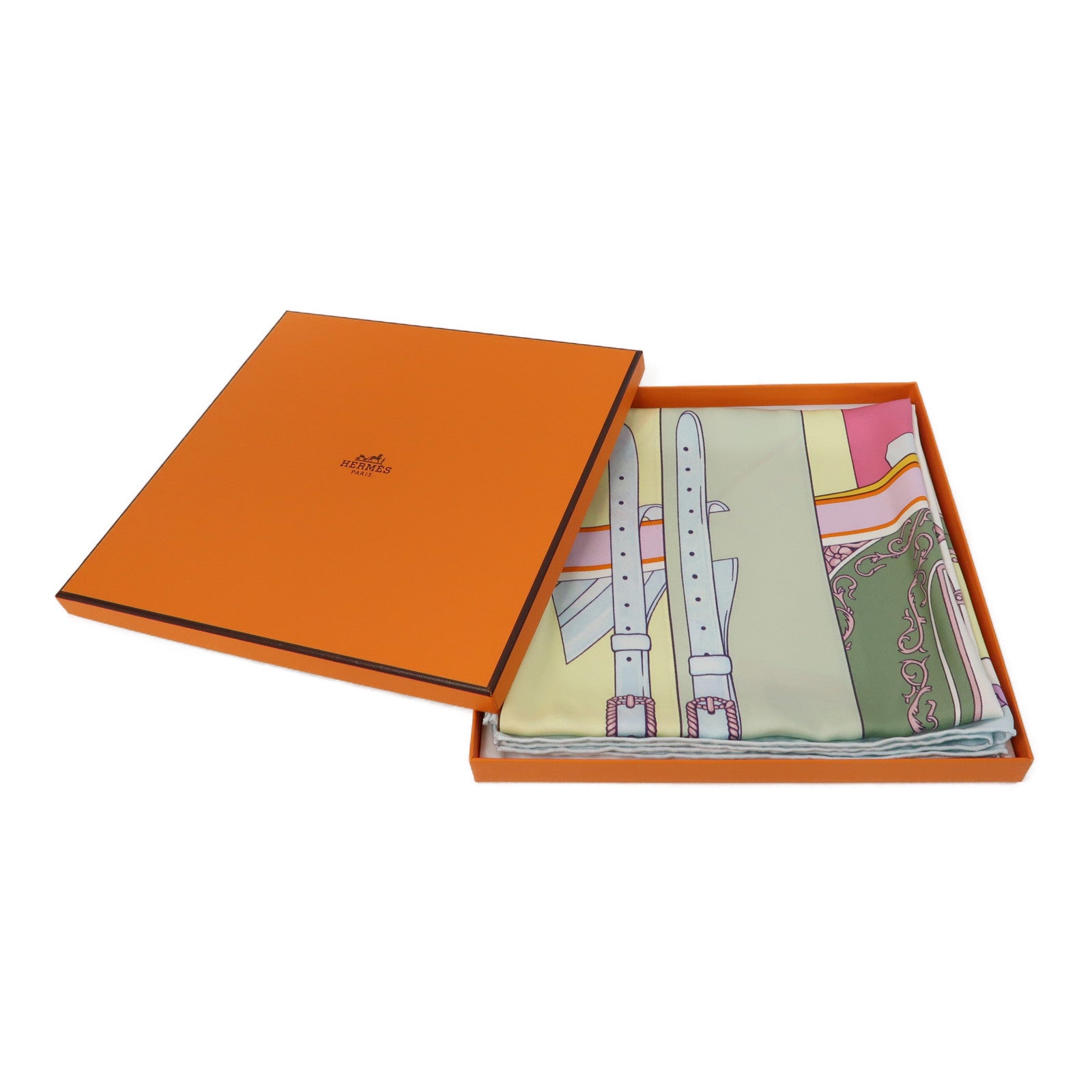 HERMES 【激減優惠】絲質Scarf 90cmx90cm絲巾綠色/黃色/粉紅色