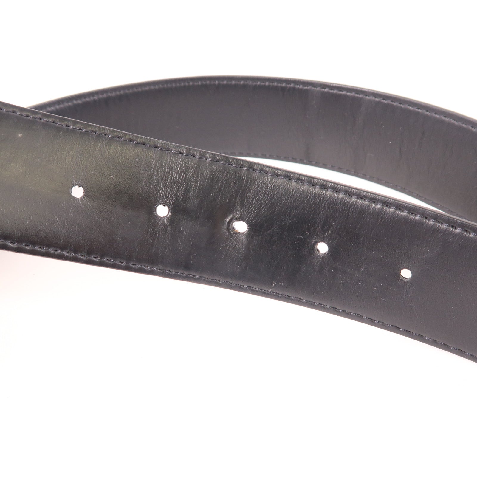 LOUIS VUITTON Monogram Eclipse Initiales Belt銀扣腰帶