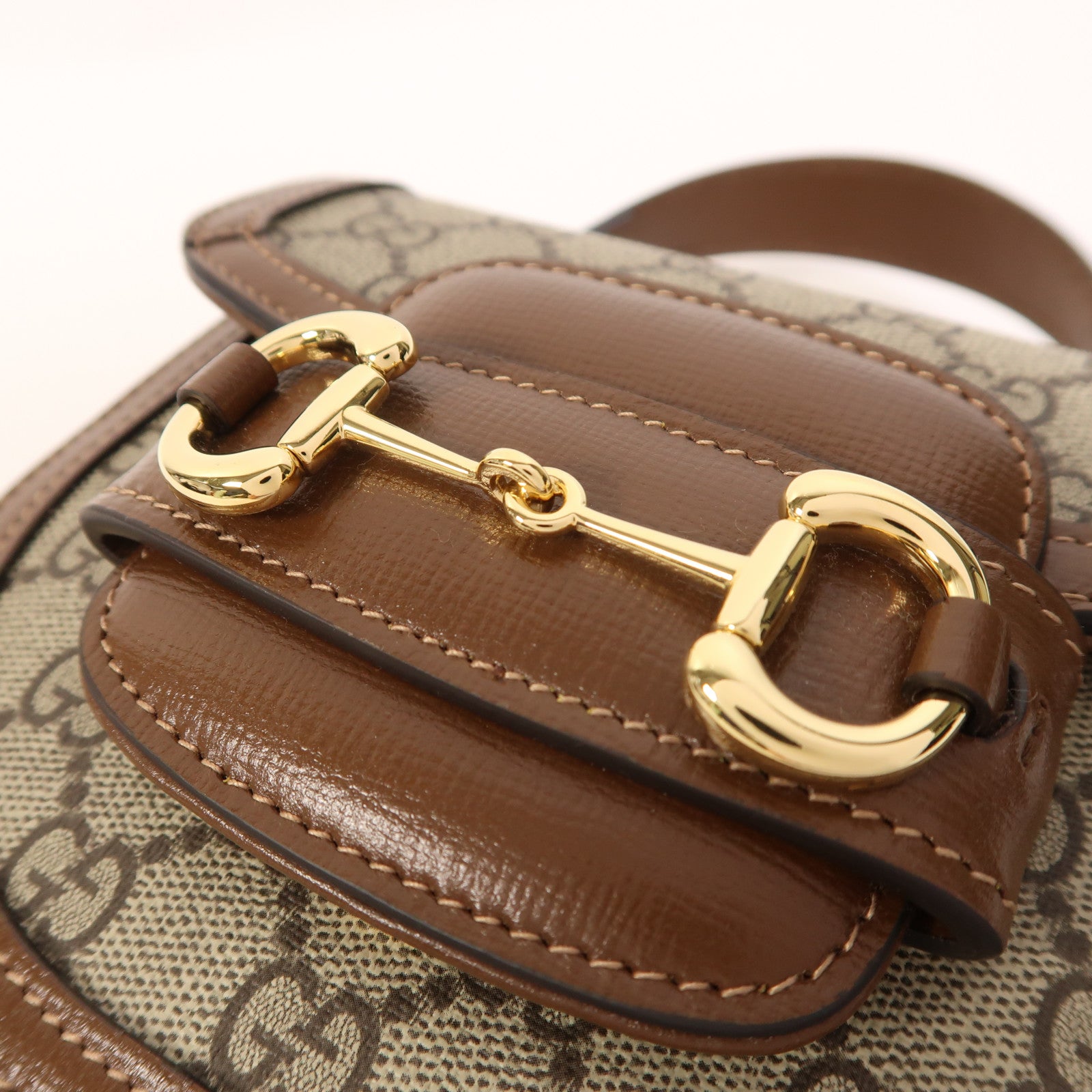 GUCCI 塗層帆布Horsebit 1955 Mini Top Handle金扣手挽肩背兩用袋