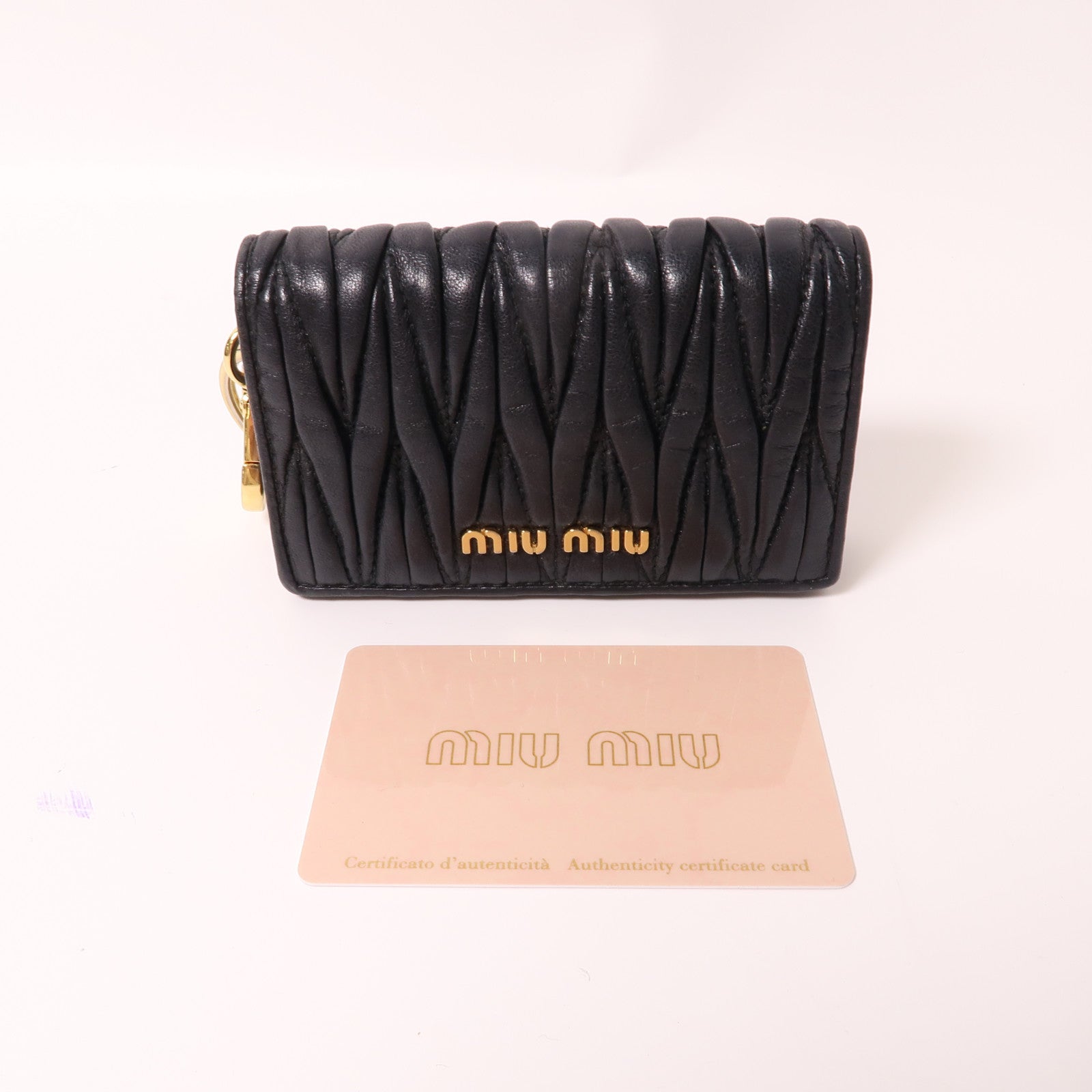 Miu Miu 羊皮皮革Card Case金扣卡片套黑色