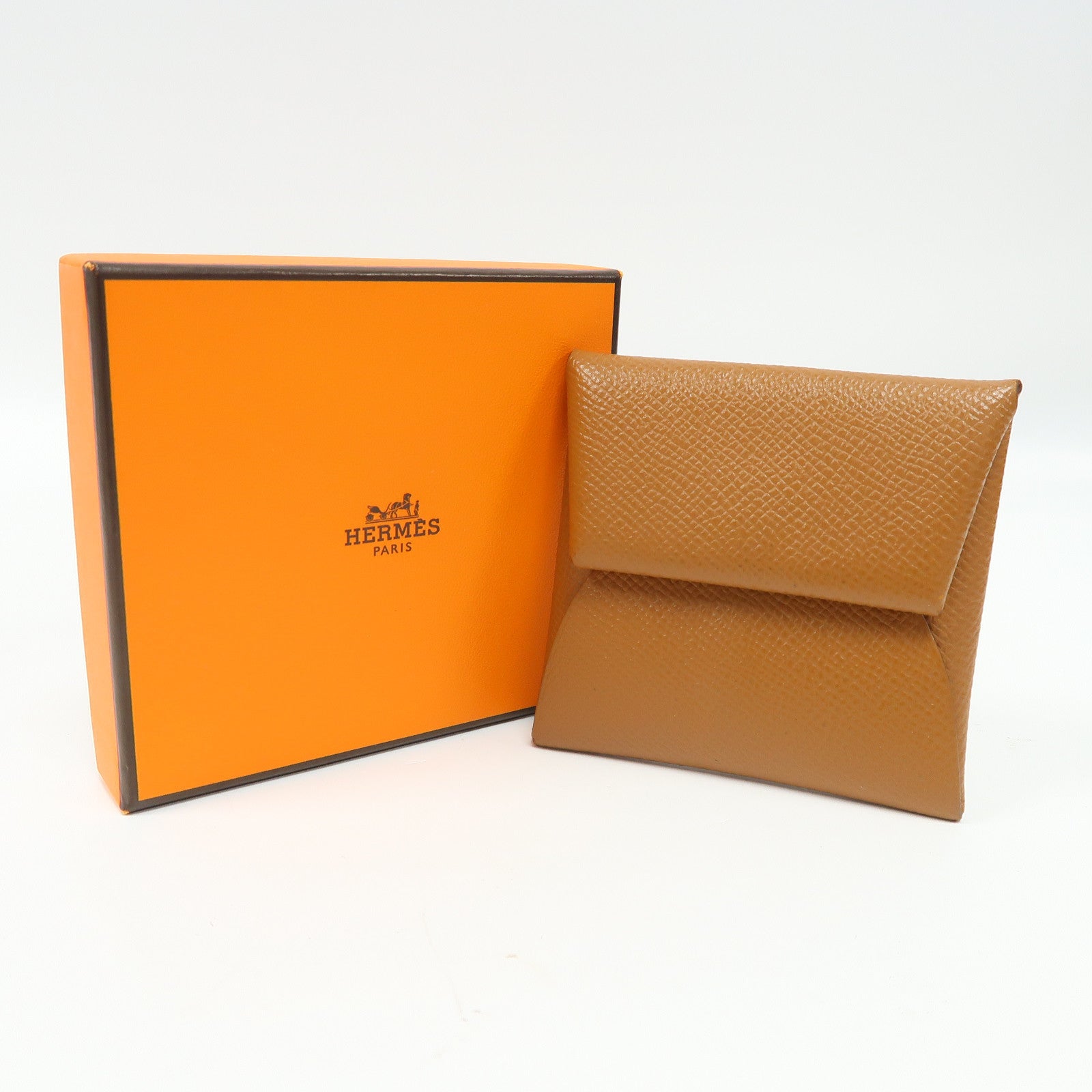 HERMES 【激減優惠】Epsom皮革Bastia Coin Case銀扣零錢包啡色