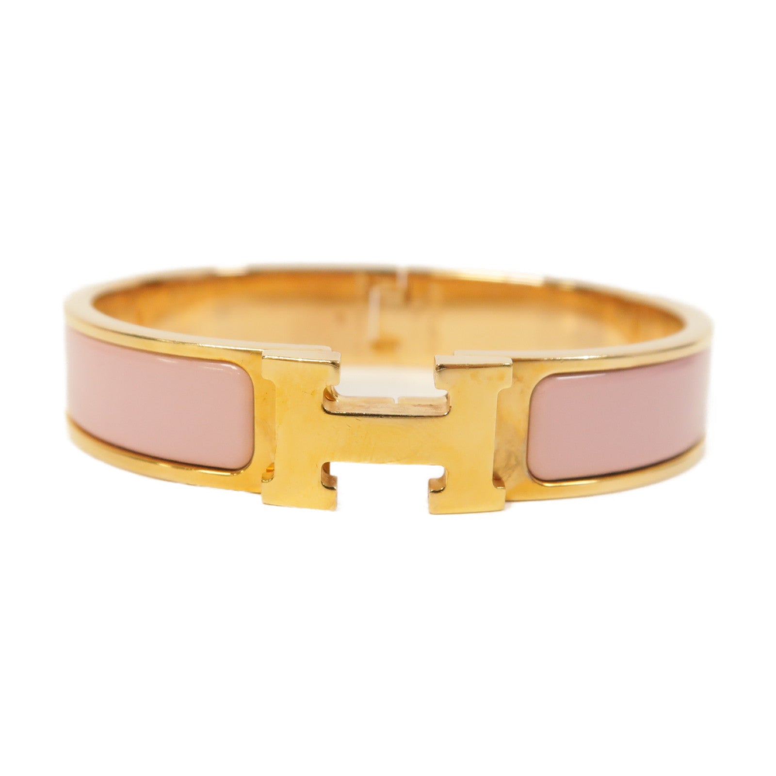 HERMES 金屬Clic H手鐲粉紅色