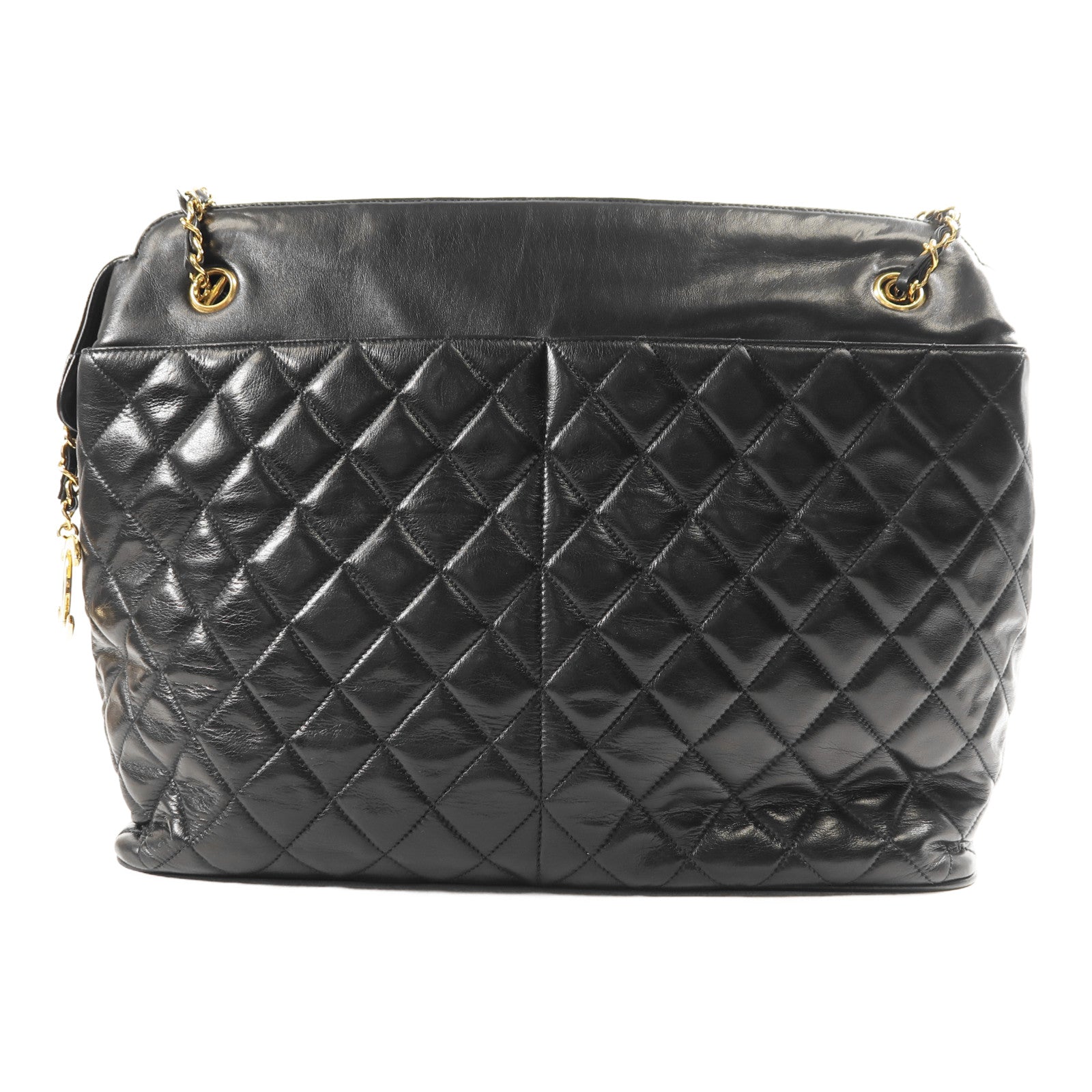 CHANEL 羊皮皮革Vintage Chain Shoulder金扣鏈帶肩背袋