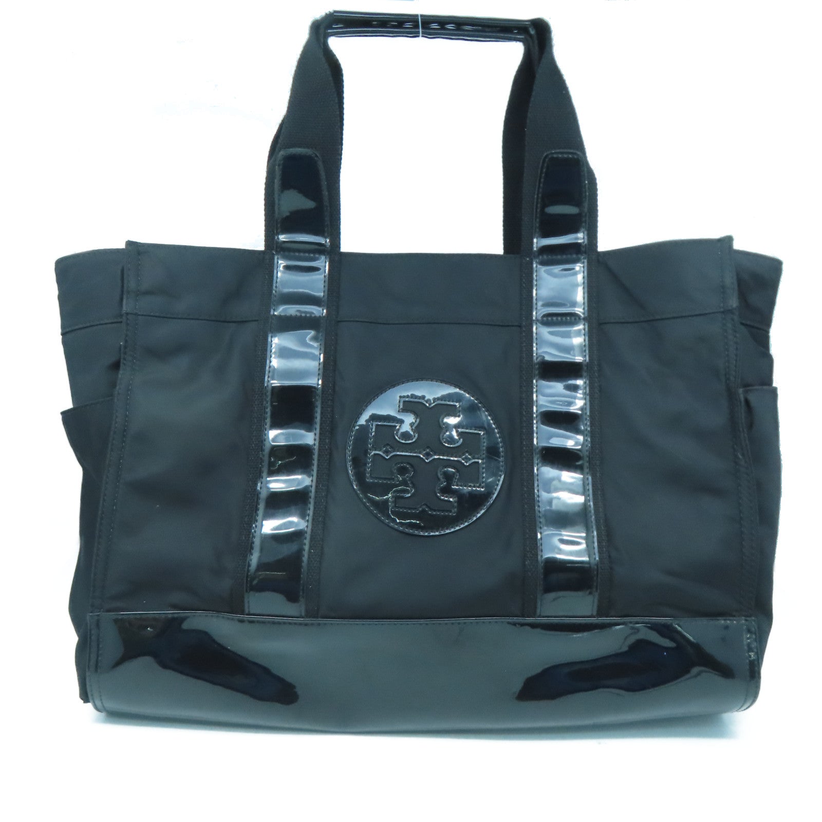 Tory Burch 【激減優惠】帆布Tote Bag金扣肩背袋黑色