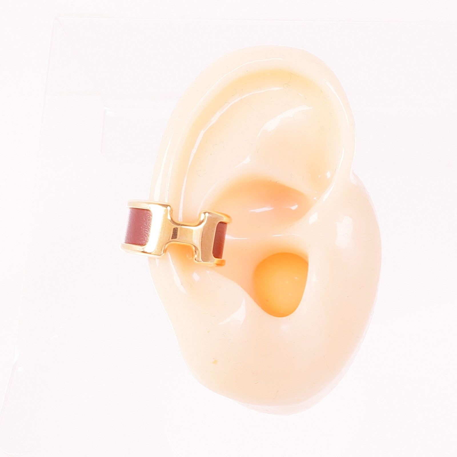 HERMES 金屬/Chevre皮革Olympe Ear Cuff耳夾Bordeaux