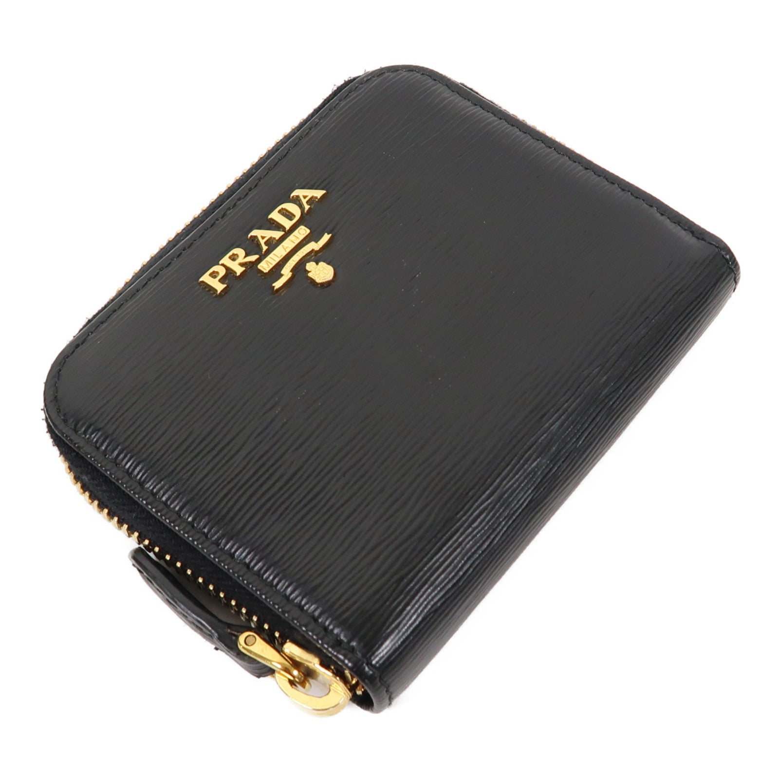 PRADA 【激減優惠】牛皮皮革Card Coin Case金扣卡片套/零錢包黑色