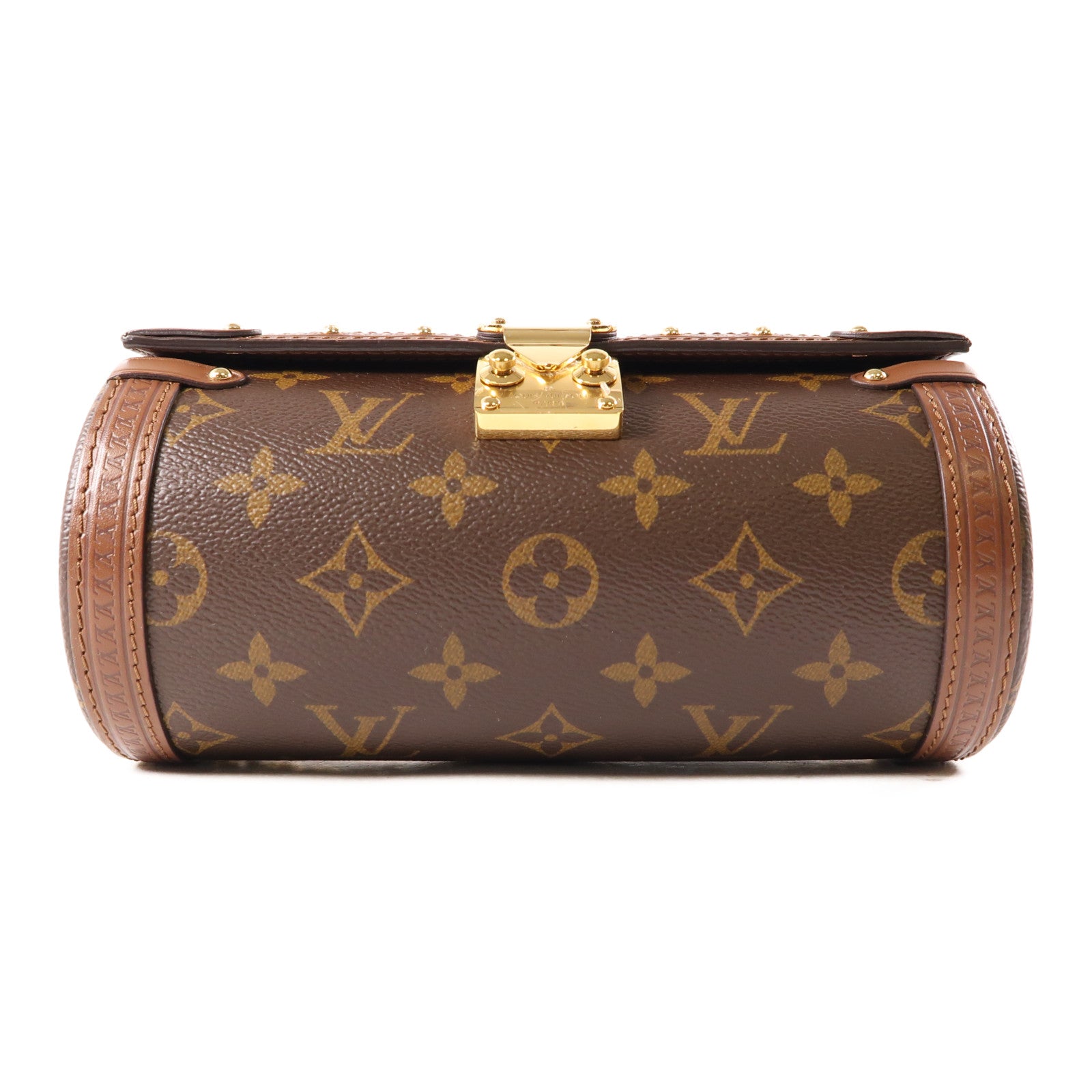 LOUIS VUITTON Monogram Papillon Trunk金扣鏈帶手挽肩背兩用袋棕色