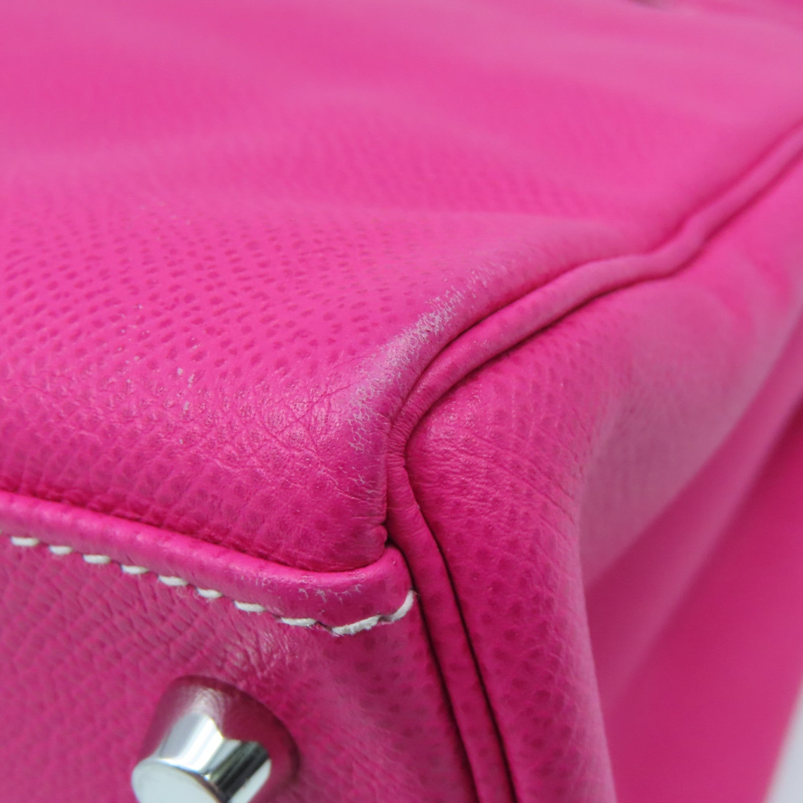 HERMES Epsom Leather Kelly 32 Silver Buckle Hand Shoulder Backpack Fluorescent Pink/Pink Purple