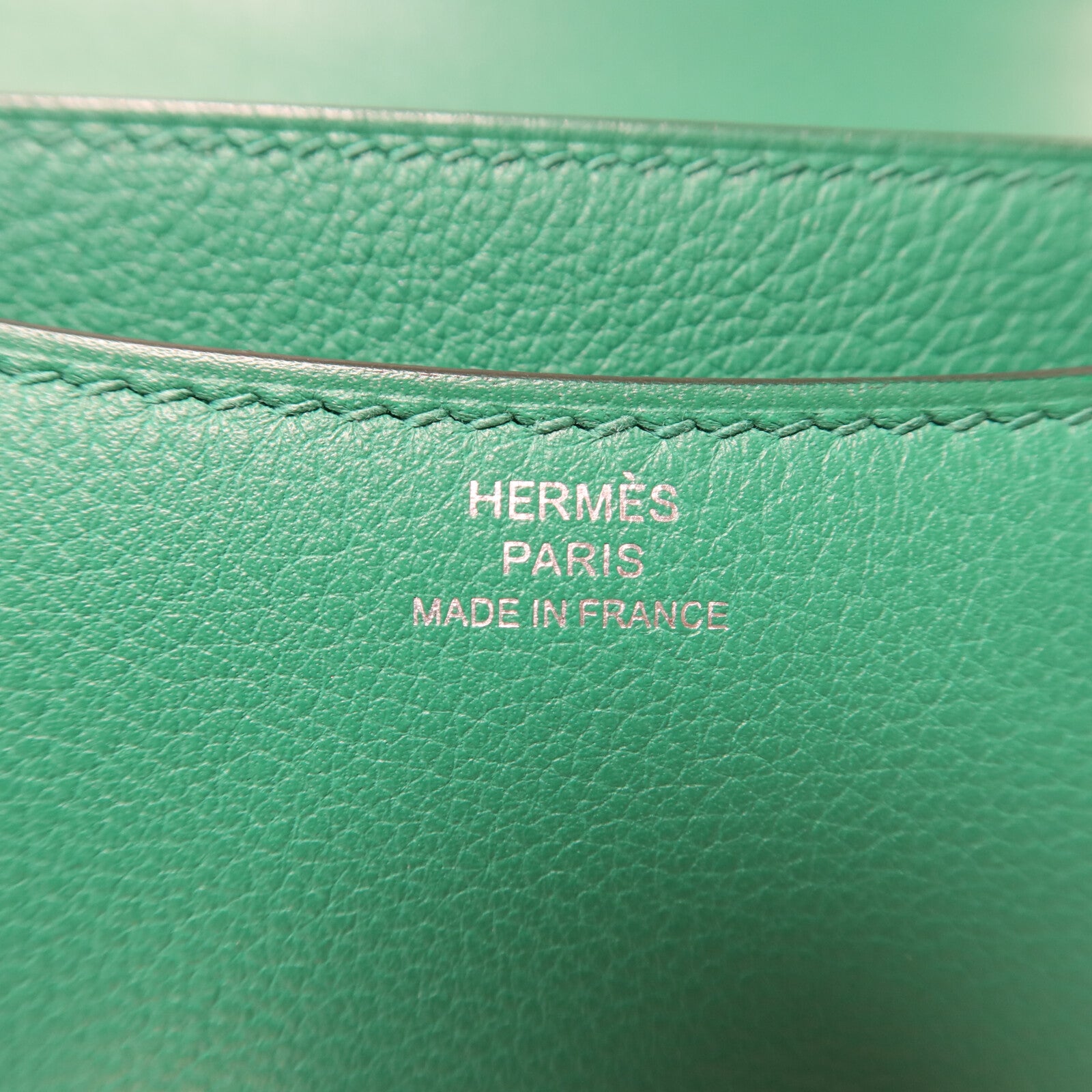 HERMES Evercolor皮革Constance Mini銀扣肩背袋Vert Vertigo