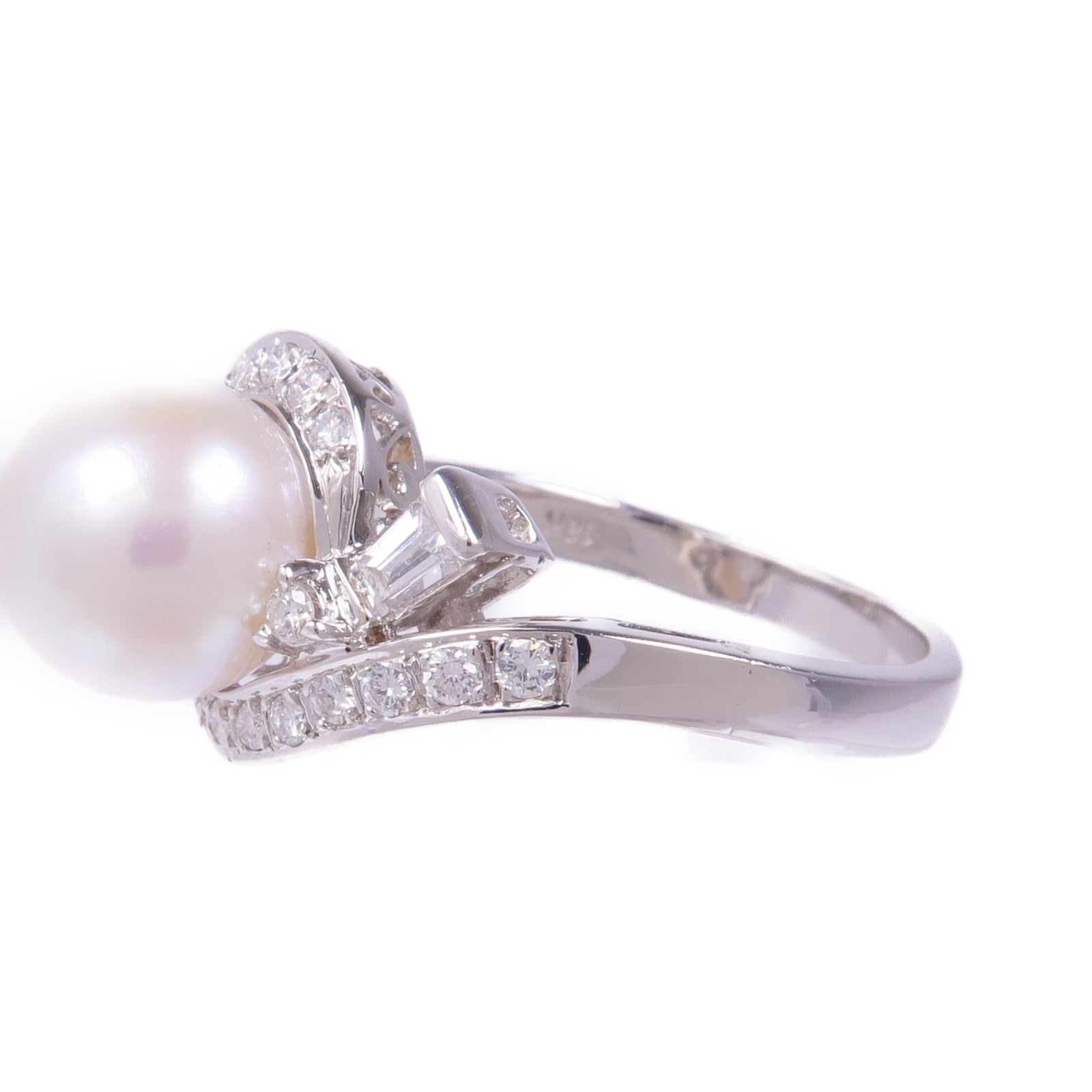 JEWELRY 18K白金Pearl Diamond Ring珍珠鑽石戒指US#6