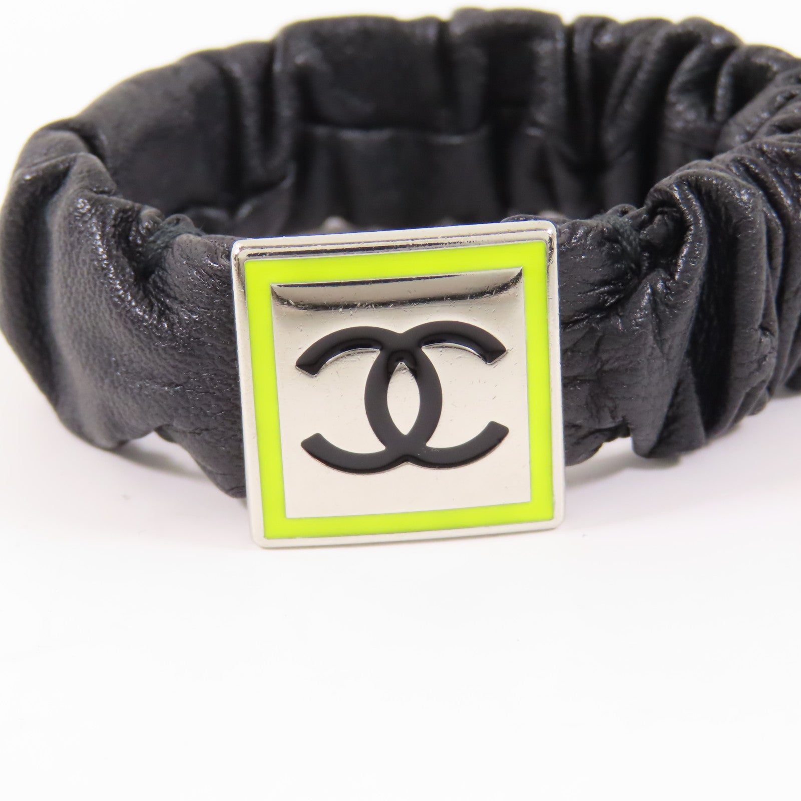 CHANEL 牛皮皮革/金屬Hair Band髮圈
