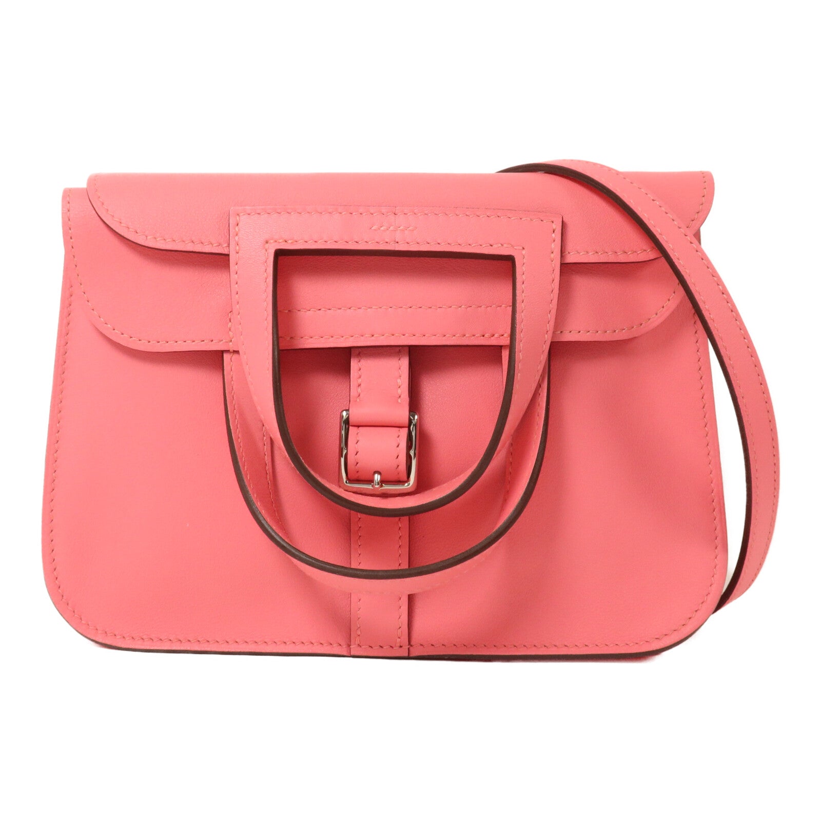 HERMES Swift皮革Mini Halzan手挽肩背兩用袋Rose Azalee