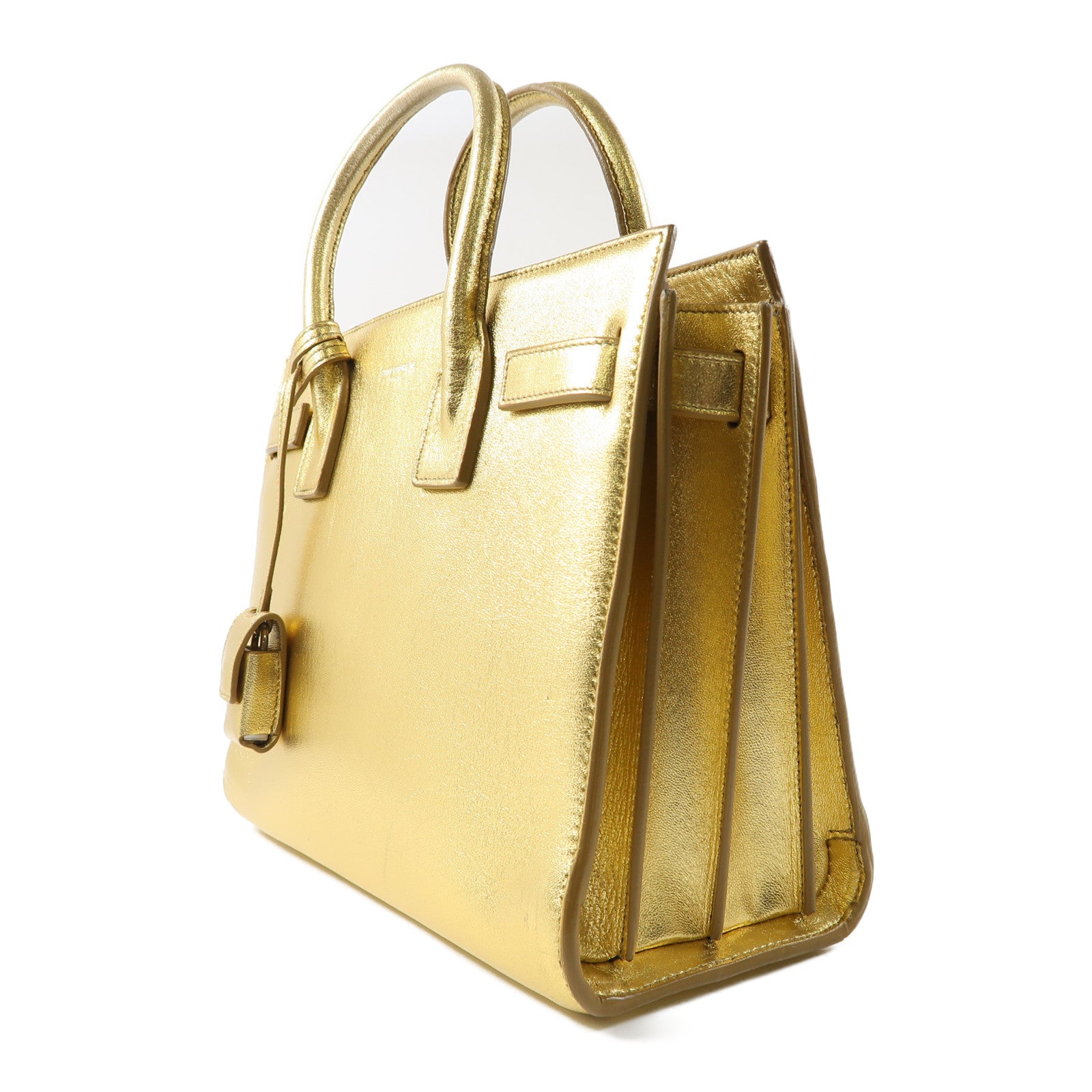 YVES SAINT LAURENT 【激減優惠】牛皮皮革Sac De Jour手挽肩背兩用袋金色
