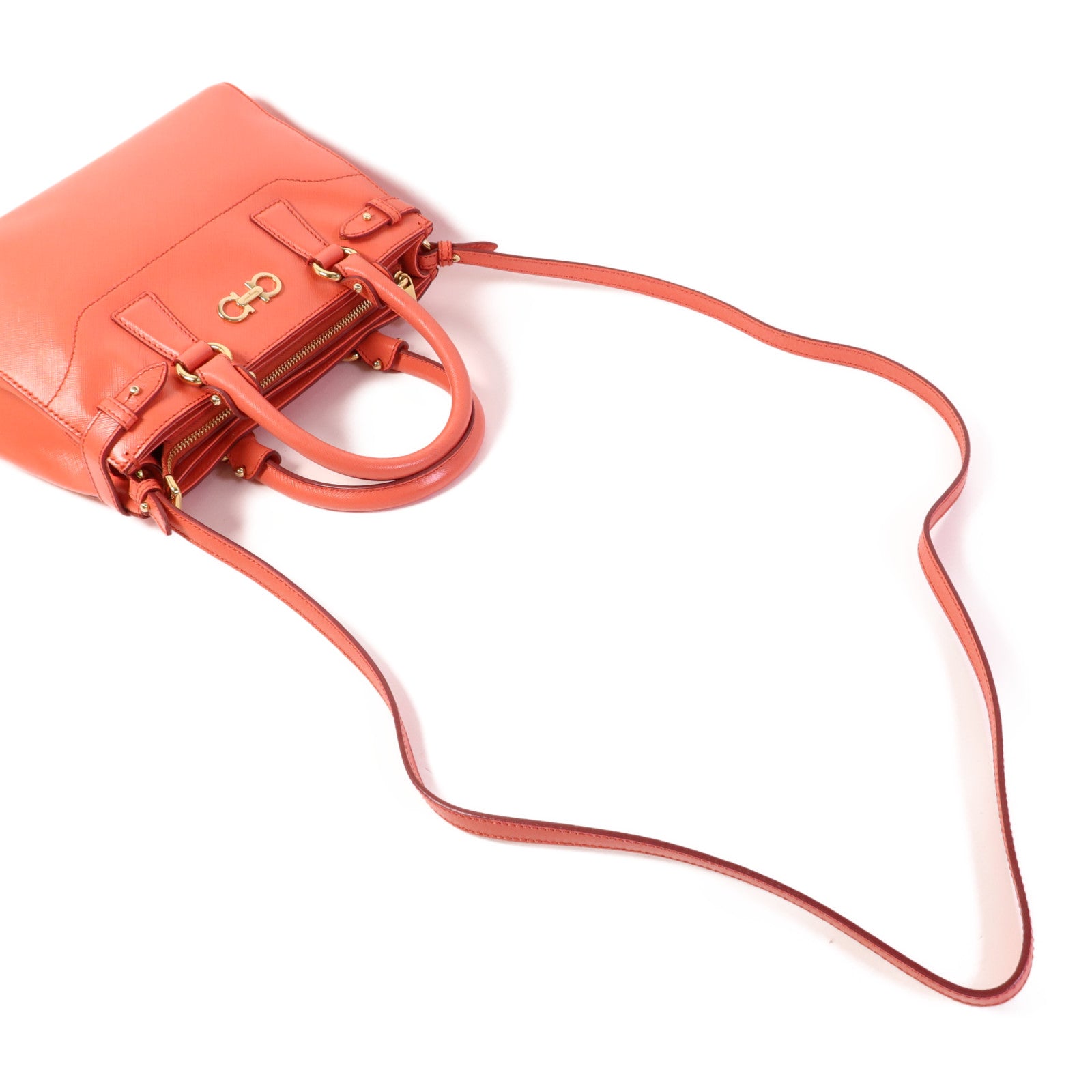 Salvatore Ferragamo 牛皮皮革2 Way Shoulder Bag金扣手挽肩背兩用袋